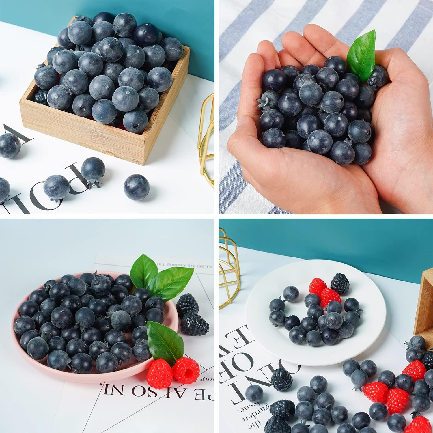 50pcs Artificial Blueberry Foam 18cm Decor