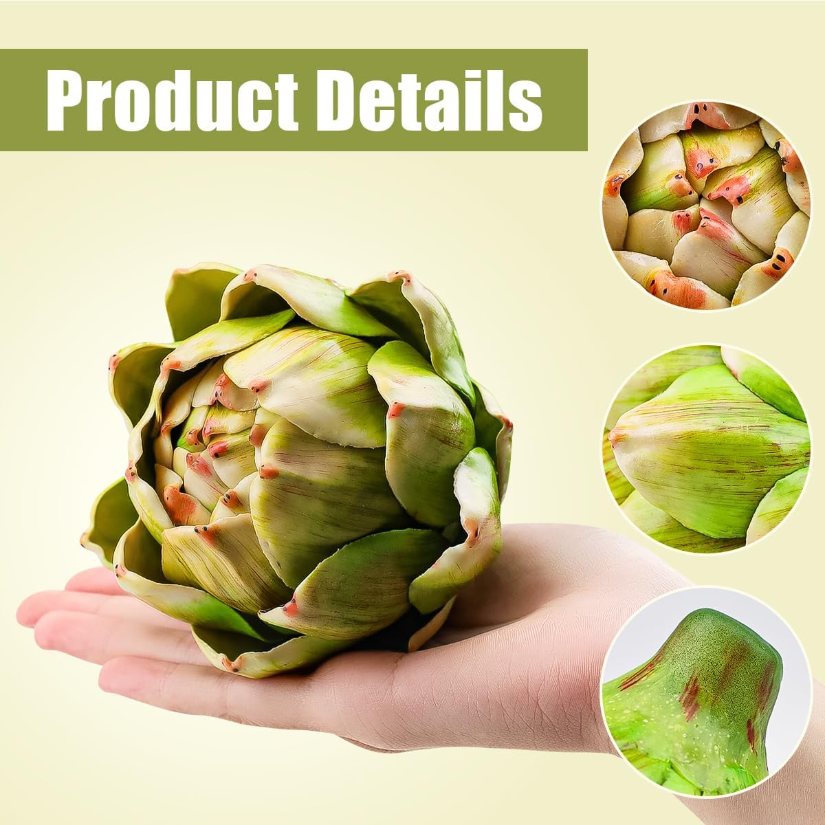 3pcs Large Faux Artichokes Home Decor Green Vase Fillers