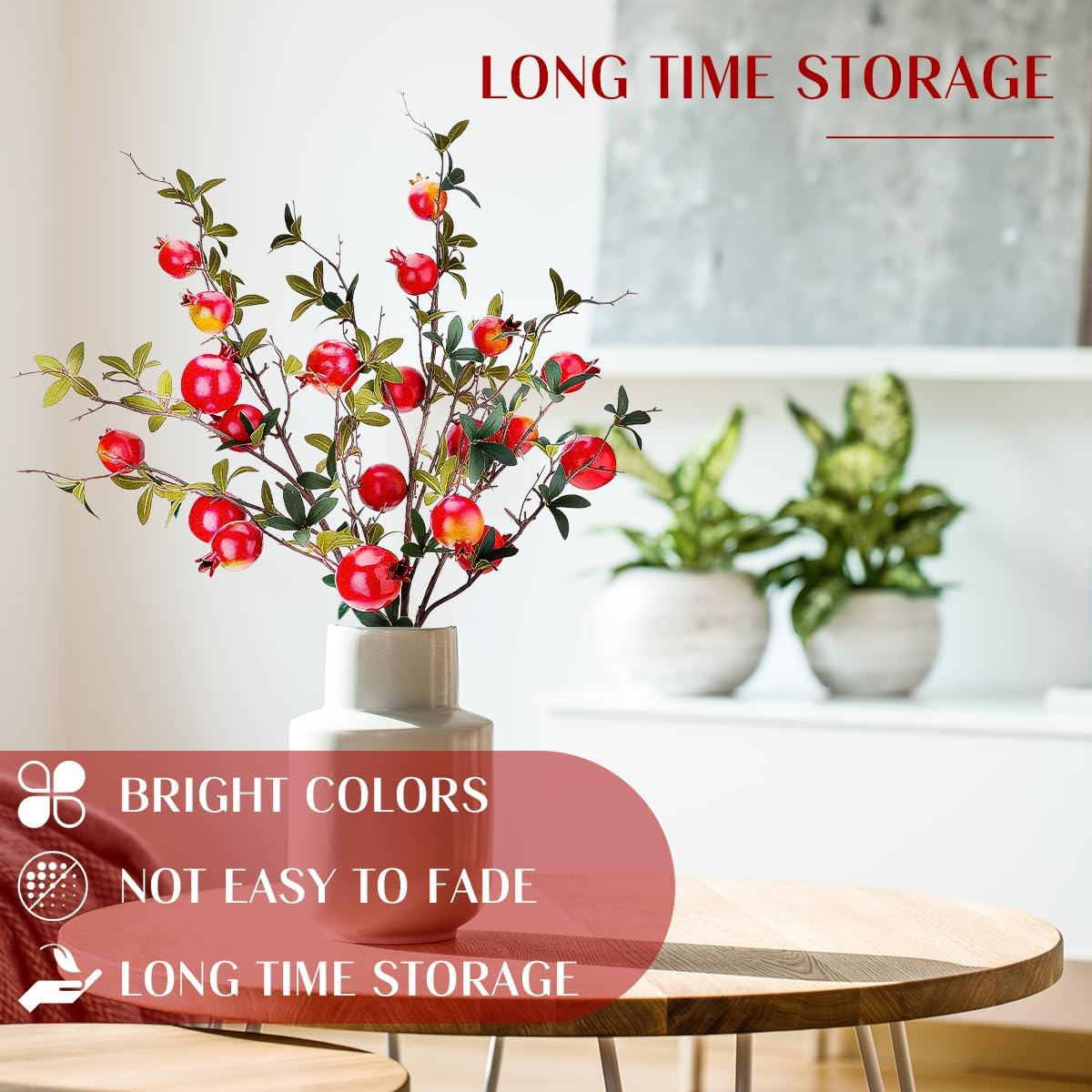 Gresorth Artificial Pomegranate Branches 3pcs Lifelike Decoration
