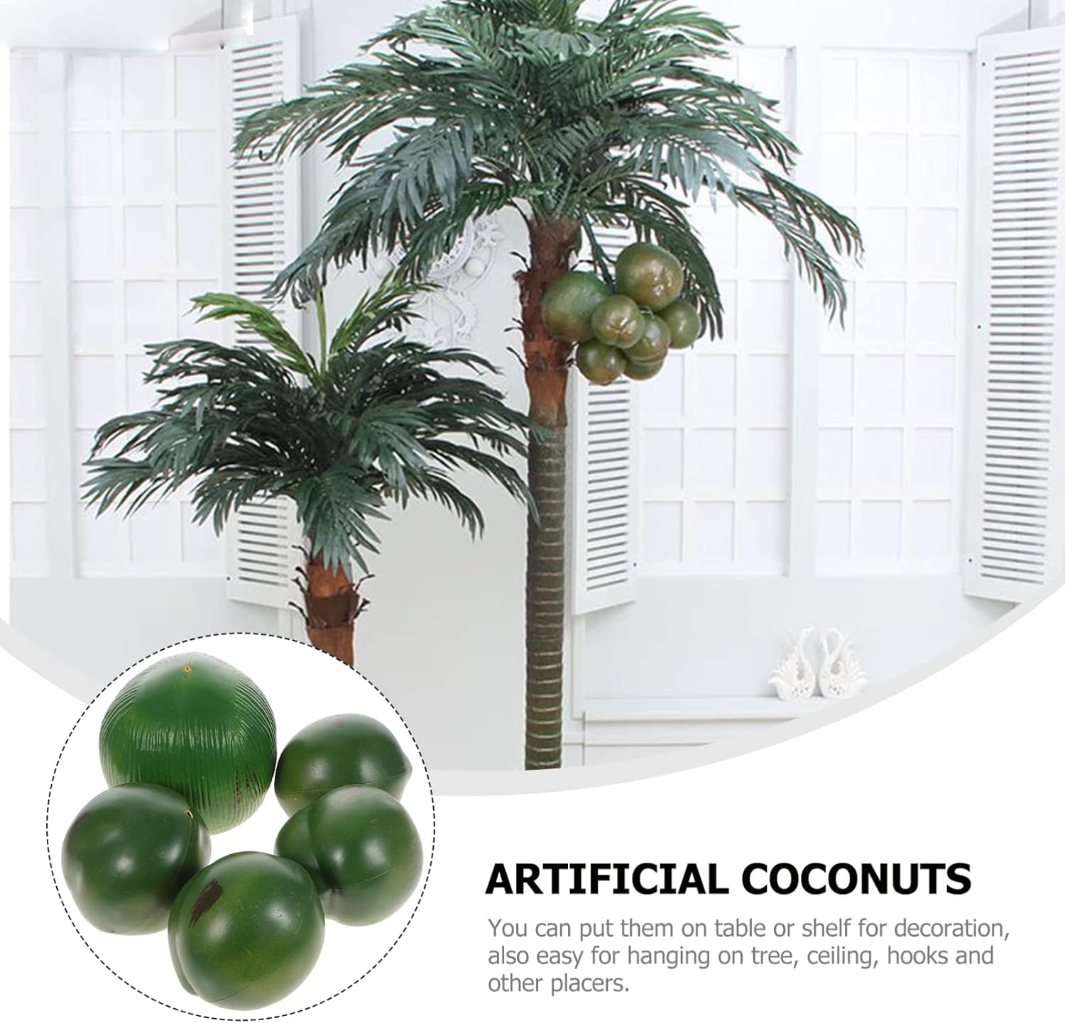 NUOBESTY 5Pcs Artificial Coconuts for Tropical Party Decor