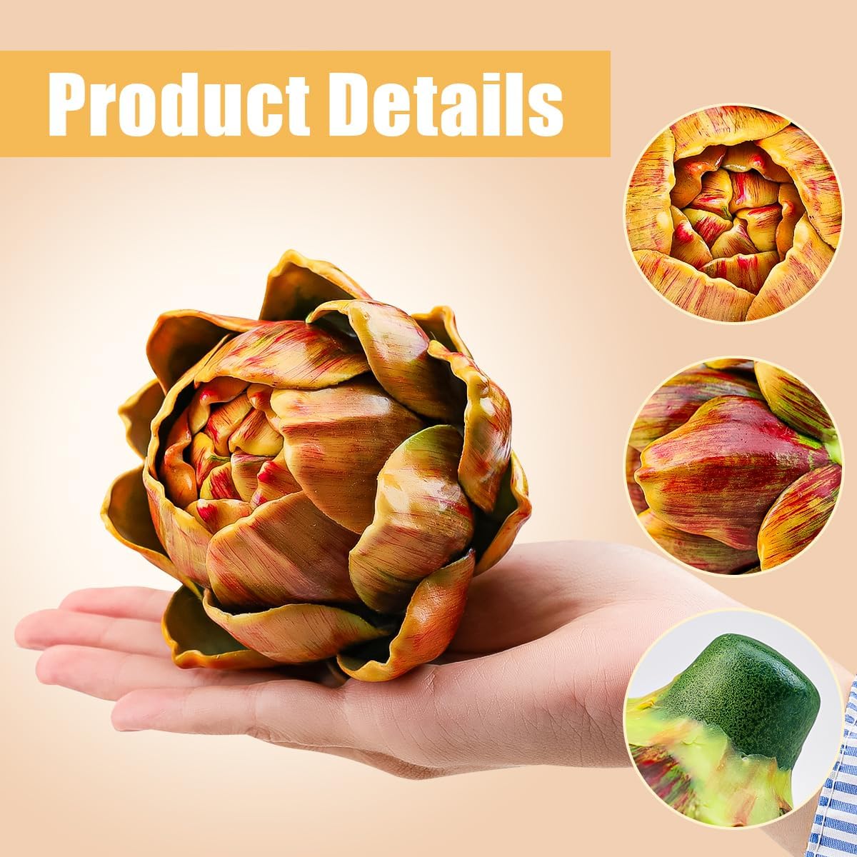 3pcs Realistic Artificial Artichokes Yellow Decor
