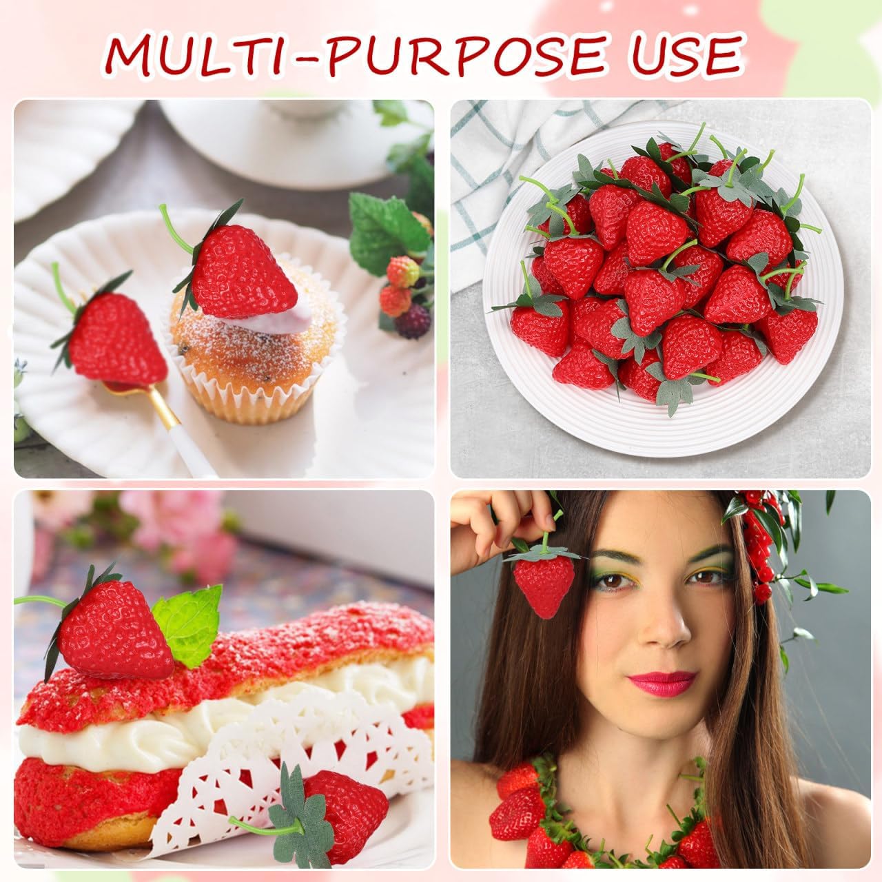 Healifty Realistic Artificial Strawberries 50pcs DIY Decoration