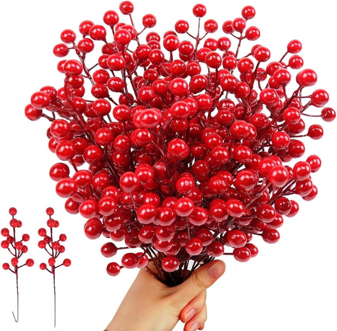 COSOKUU Fake Red Berry Christmas Decor 30 Pcs Artificial Fruit