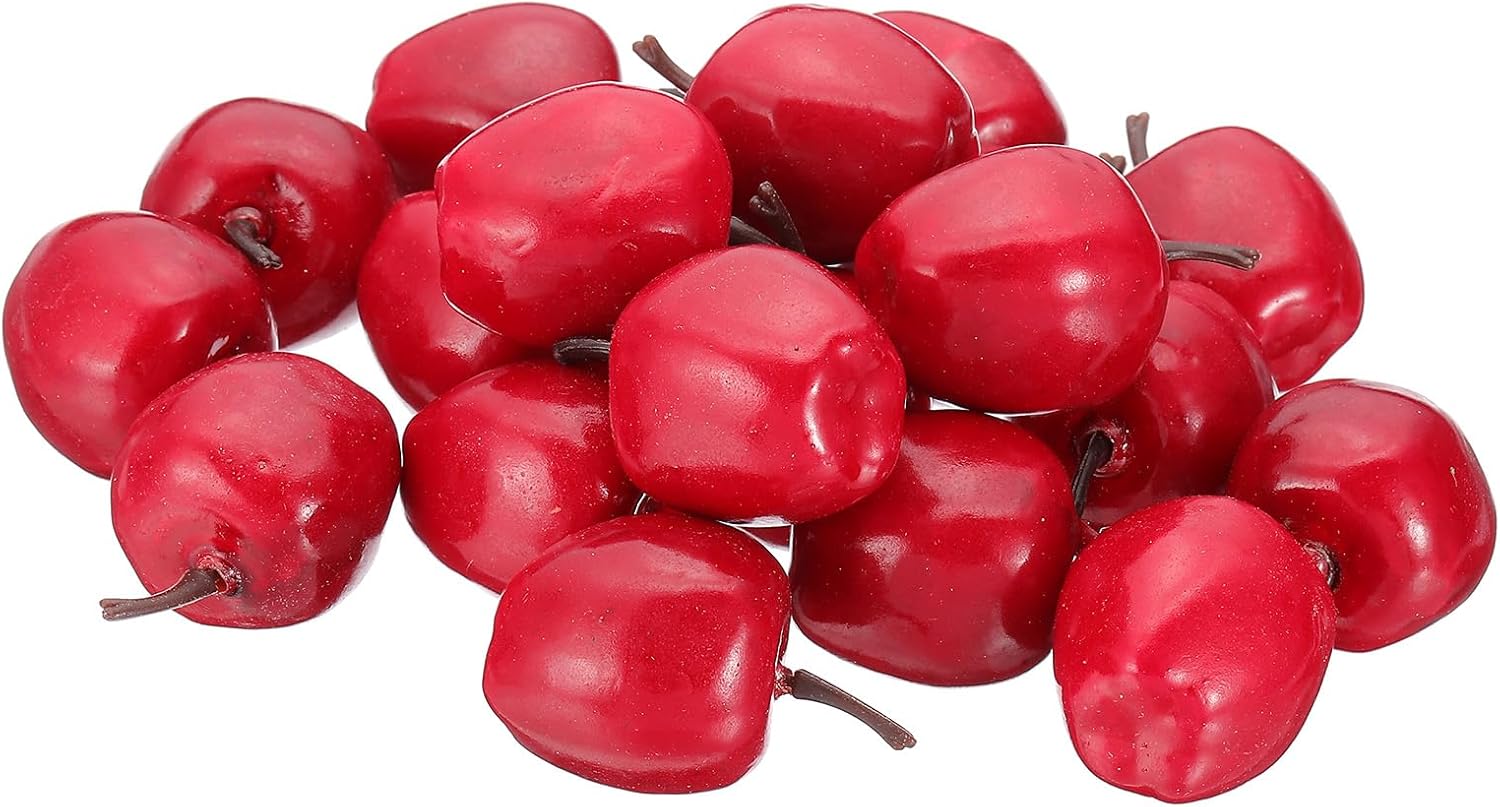 PATIKIL 20 Pcs Artificial Mini Dark Red Apple