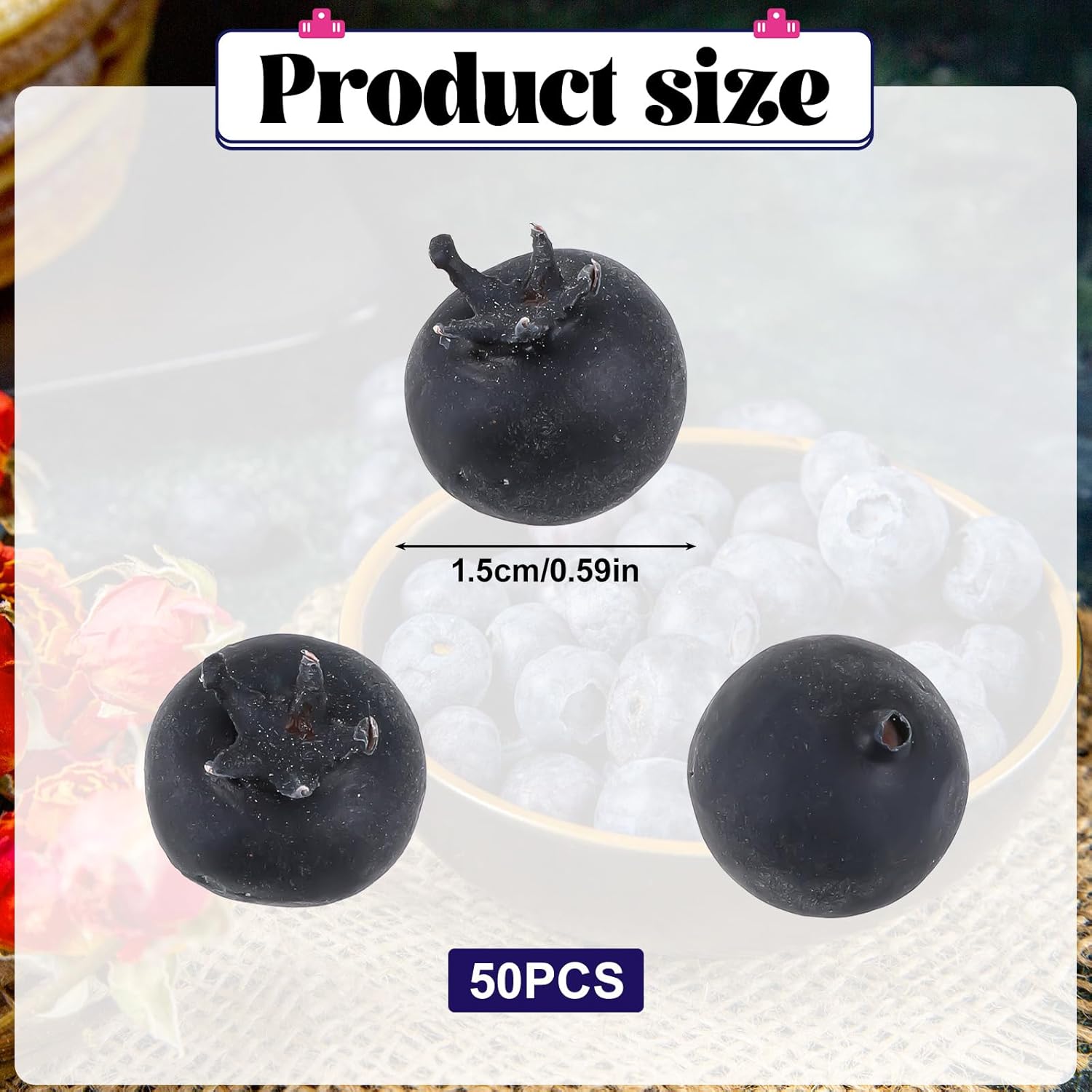 50 pcs Artificial Blueberry Lifelike Display Decor