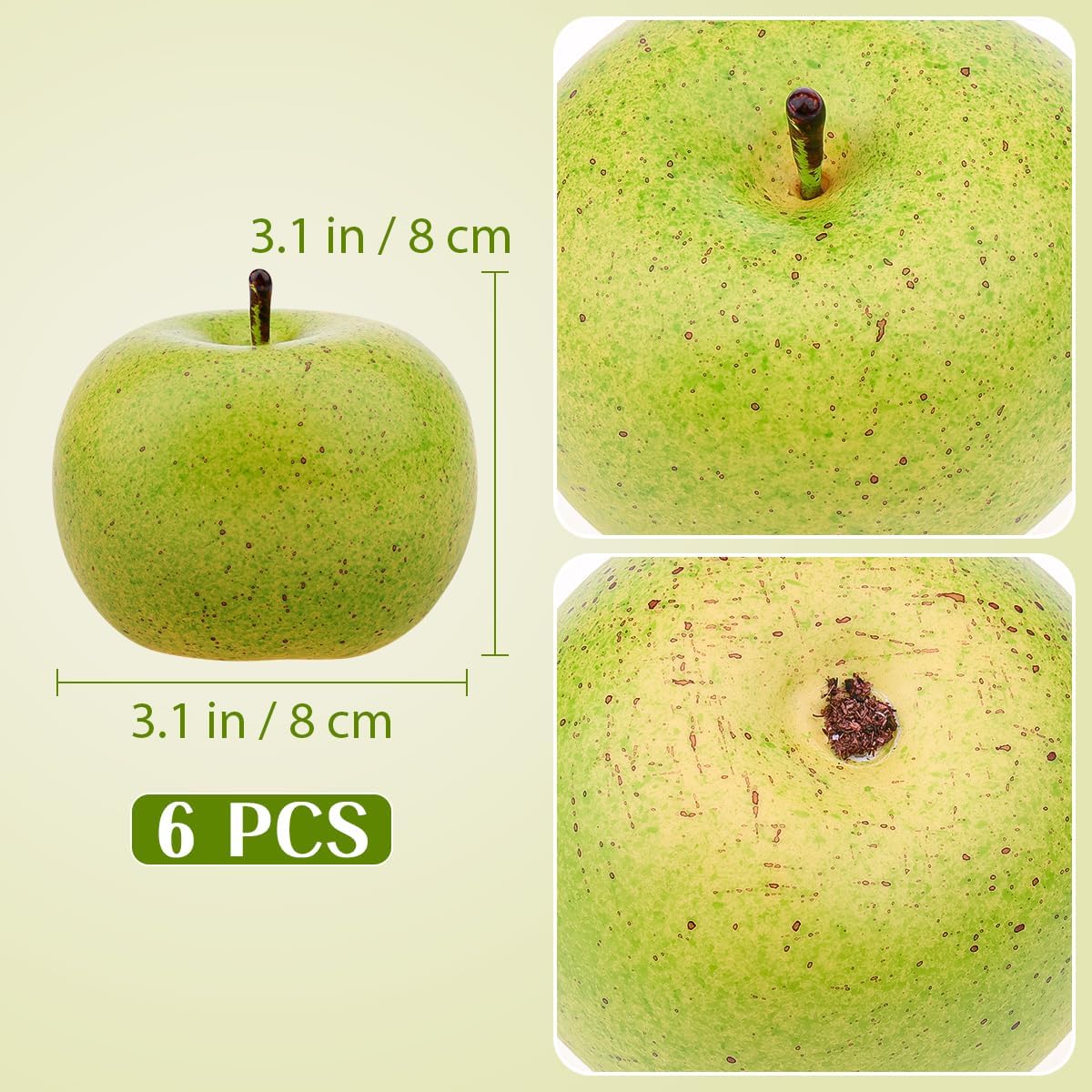 Gresorth 6pcs Lifelike Artificial Green Apple Decoration