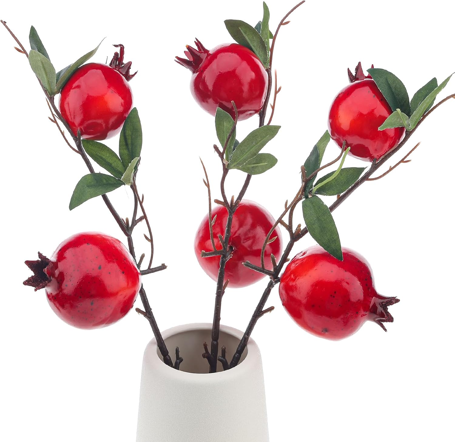 Quancru 3pcs Realistic Artificial Pomegranate Branches Decoration