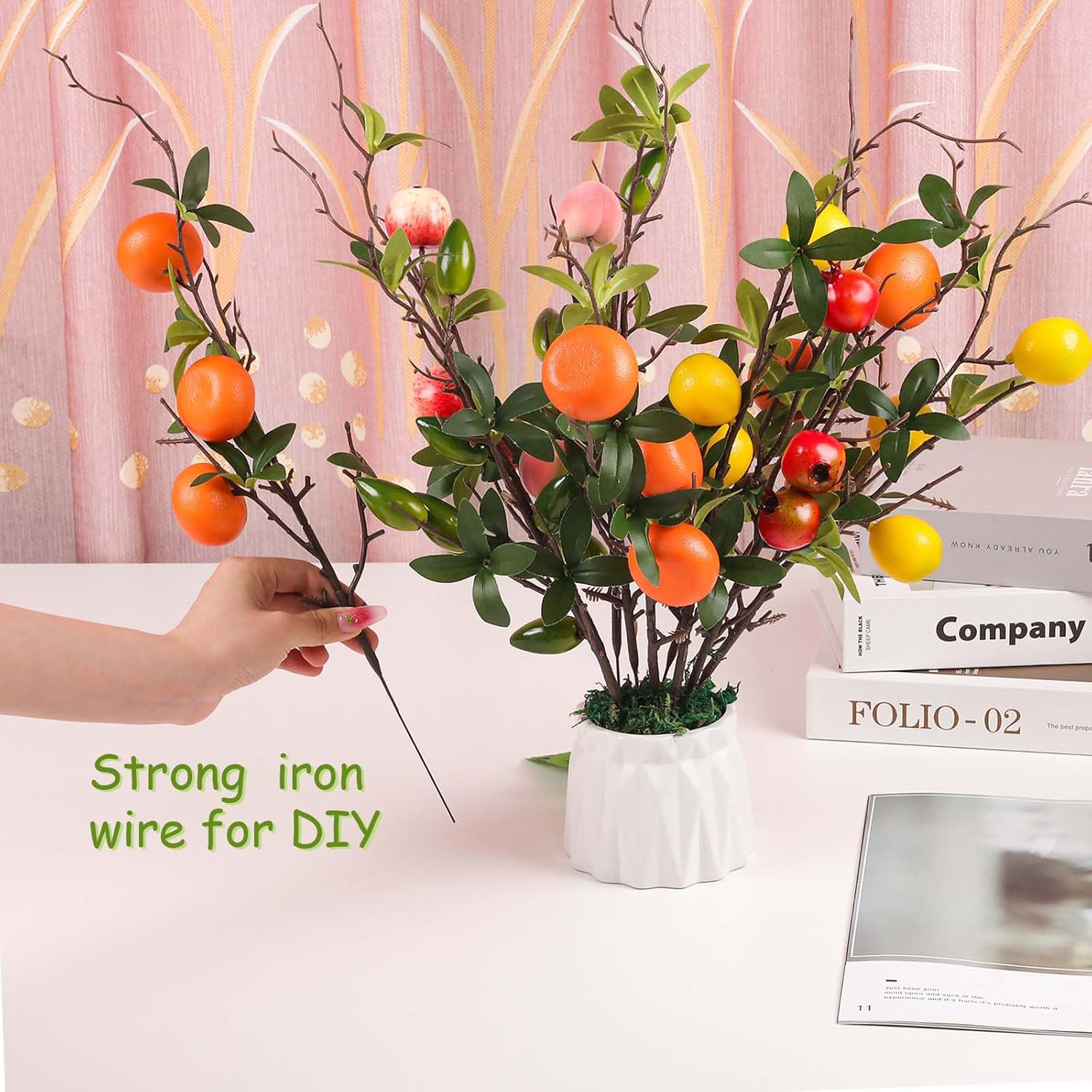 Gresorth Artificial Pomegranate Branches 5pcs Christmas Decor