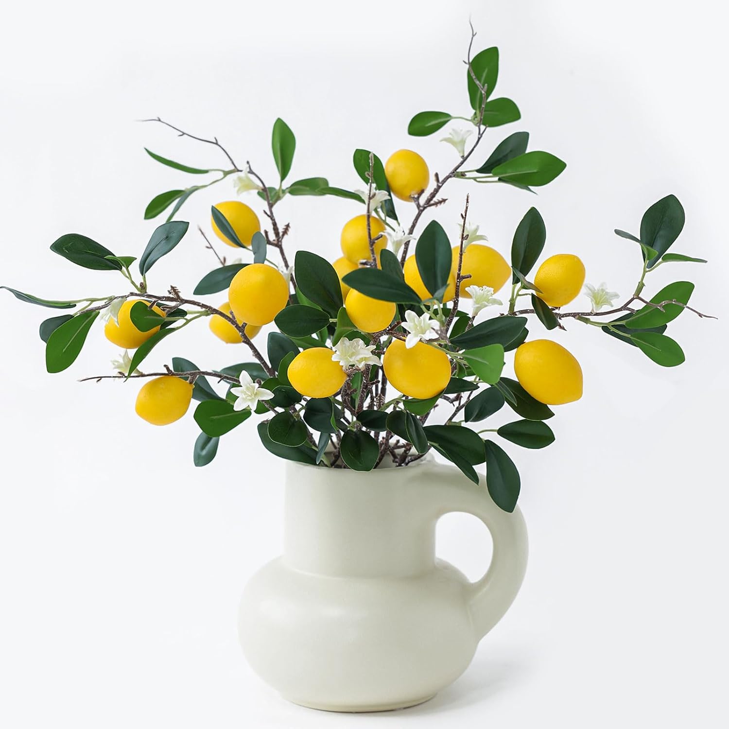 Mizii 5pcs 24 Inch Artificial Lemon Branches with 15 Realistic Fruits