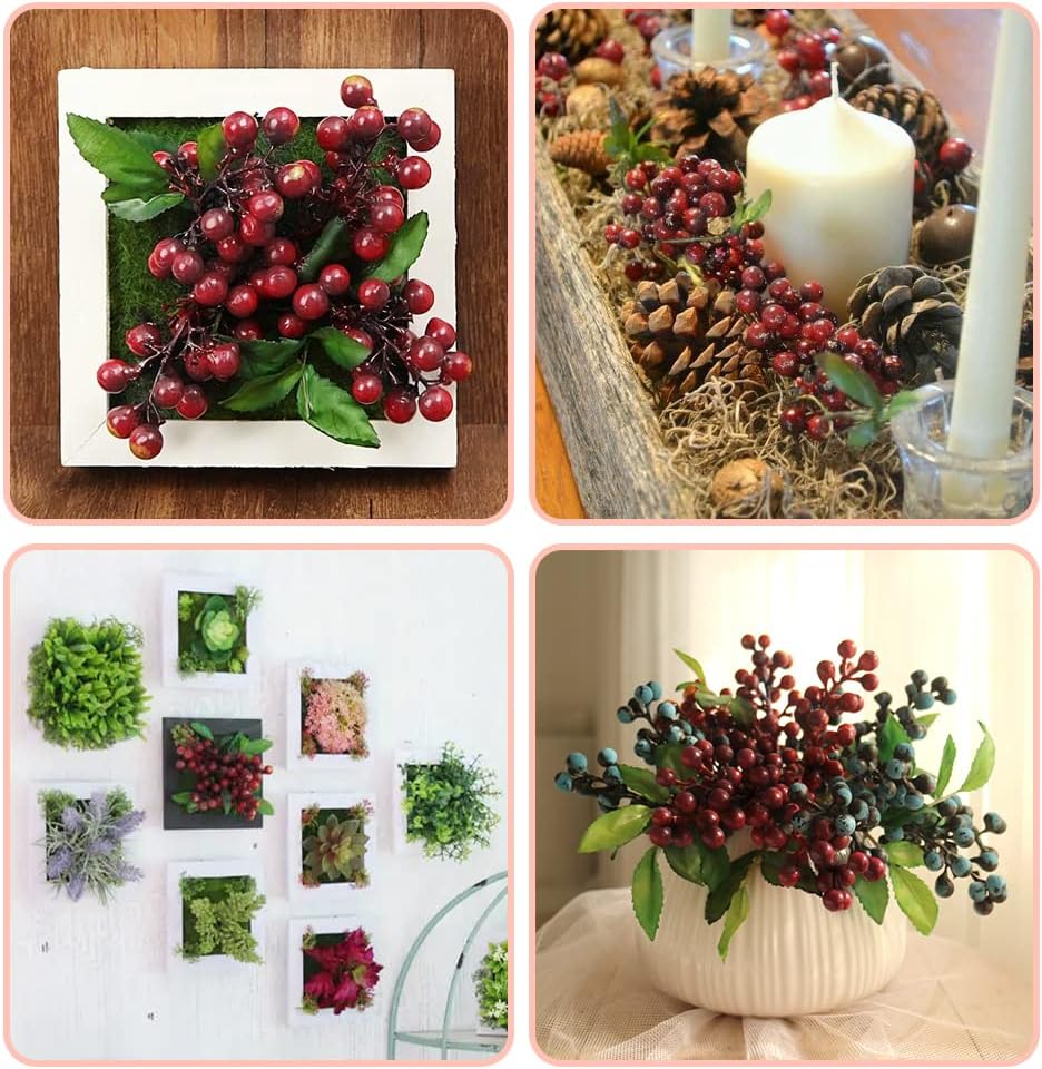 HUIANER Artificial Dark Red Berries with Stems