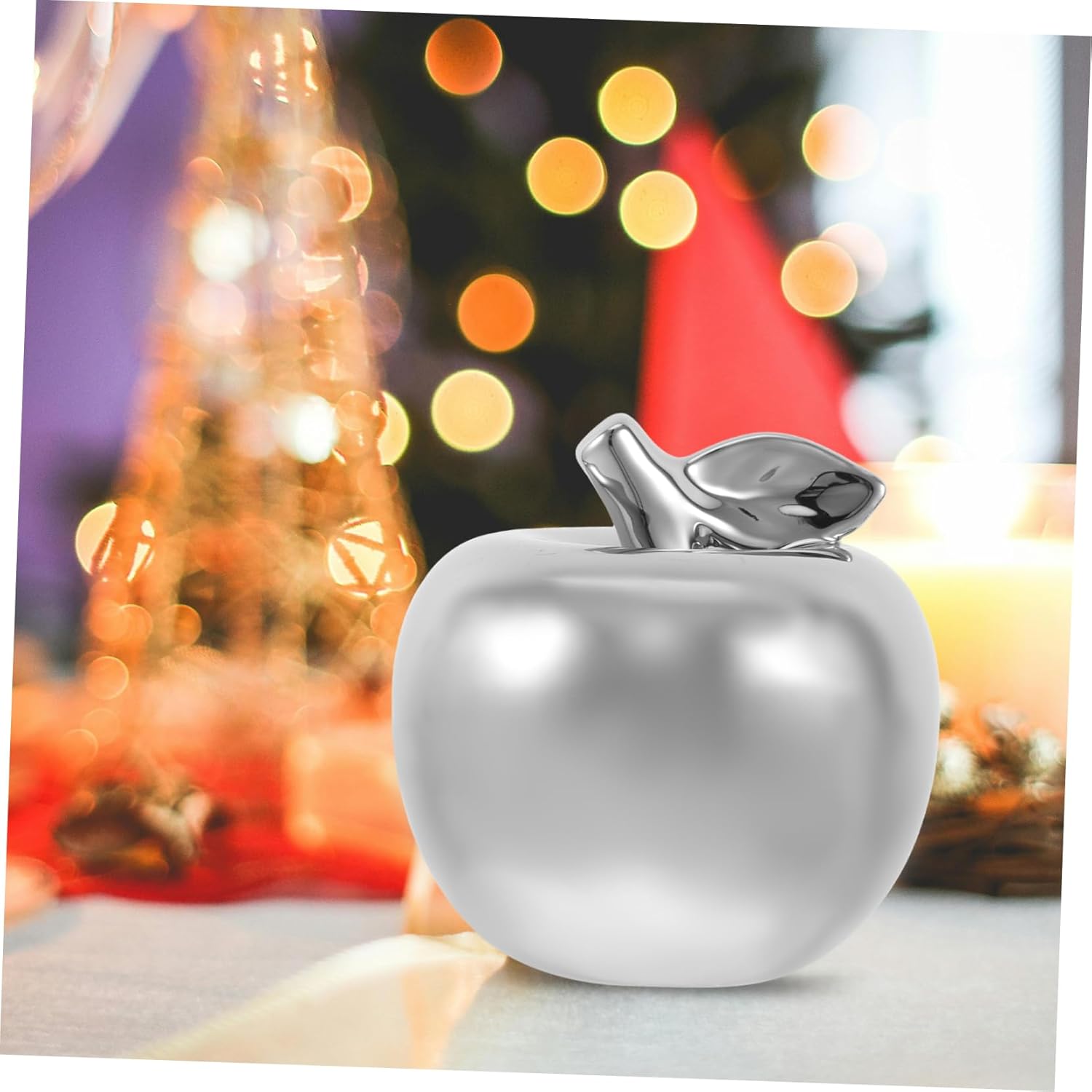 PartyKindom Ceramic Apple Ornament Silver Figurine Decor