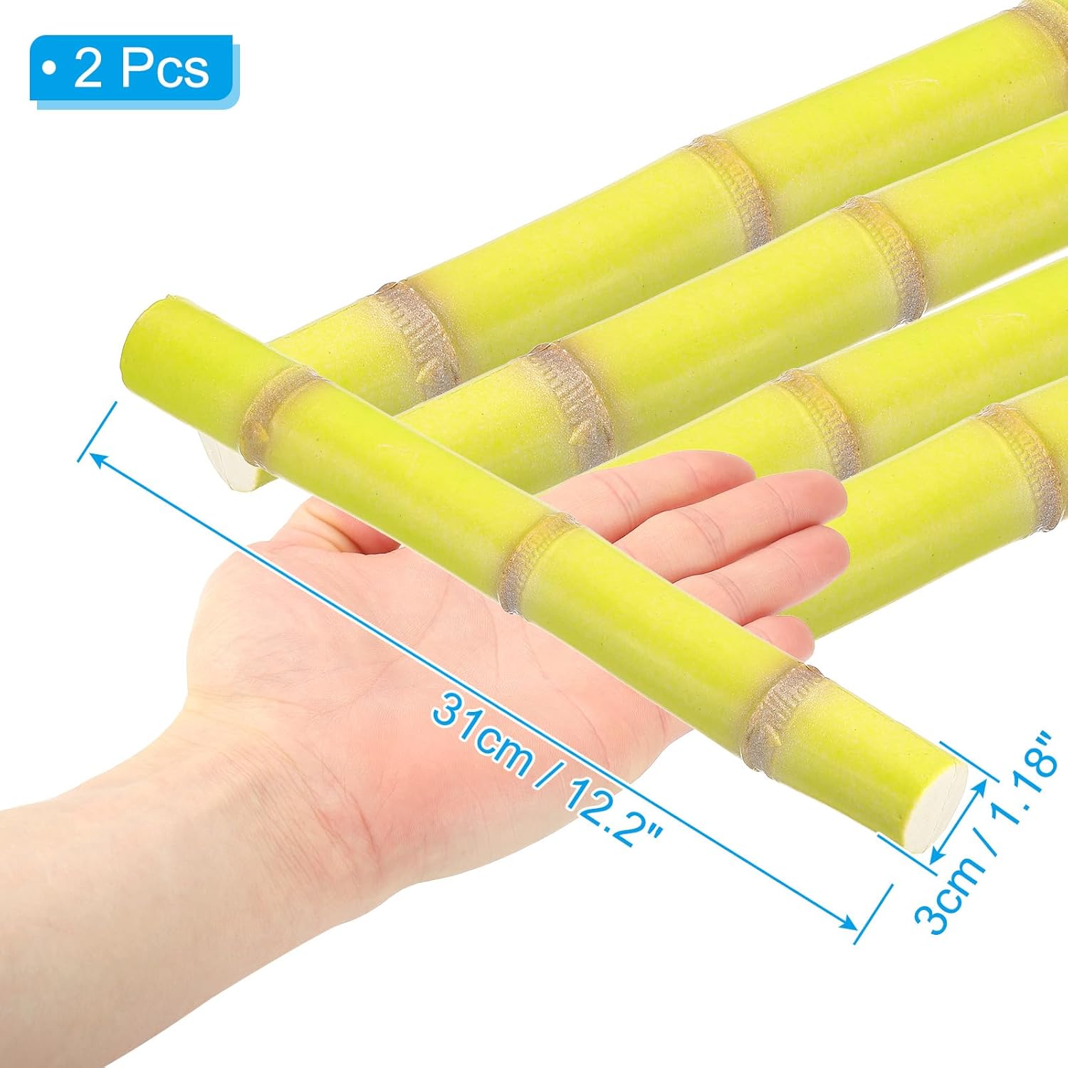 PATIKIL 2 Pcs Artificial Green Sugarcane for Home Decor