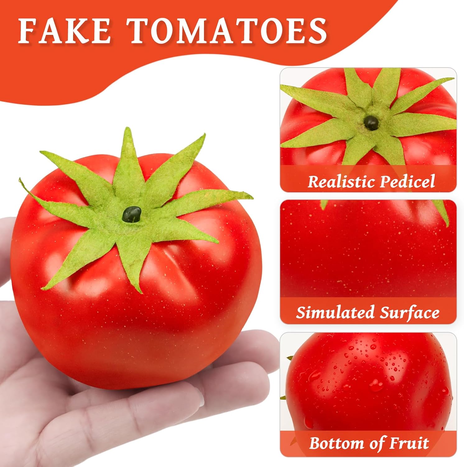 6PCS Fake Tomatoes Artificial Vegetables Lifelike Decor