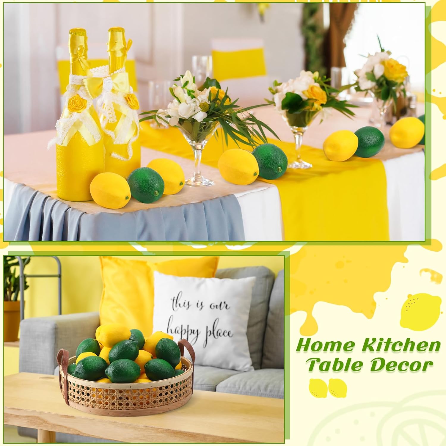 Liliful 48 Fake Lemons Artificial Fruit Decor