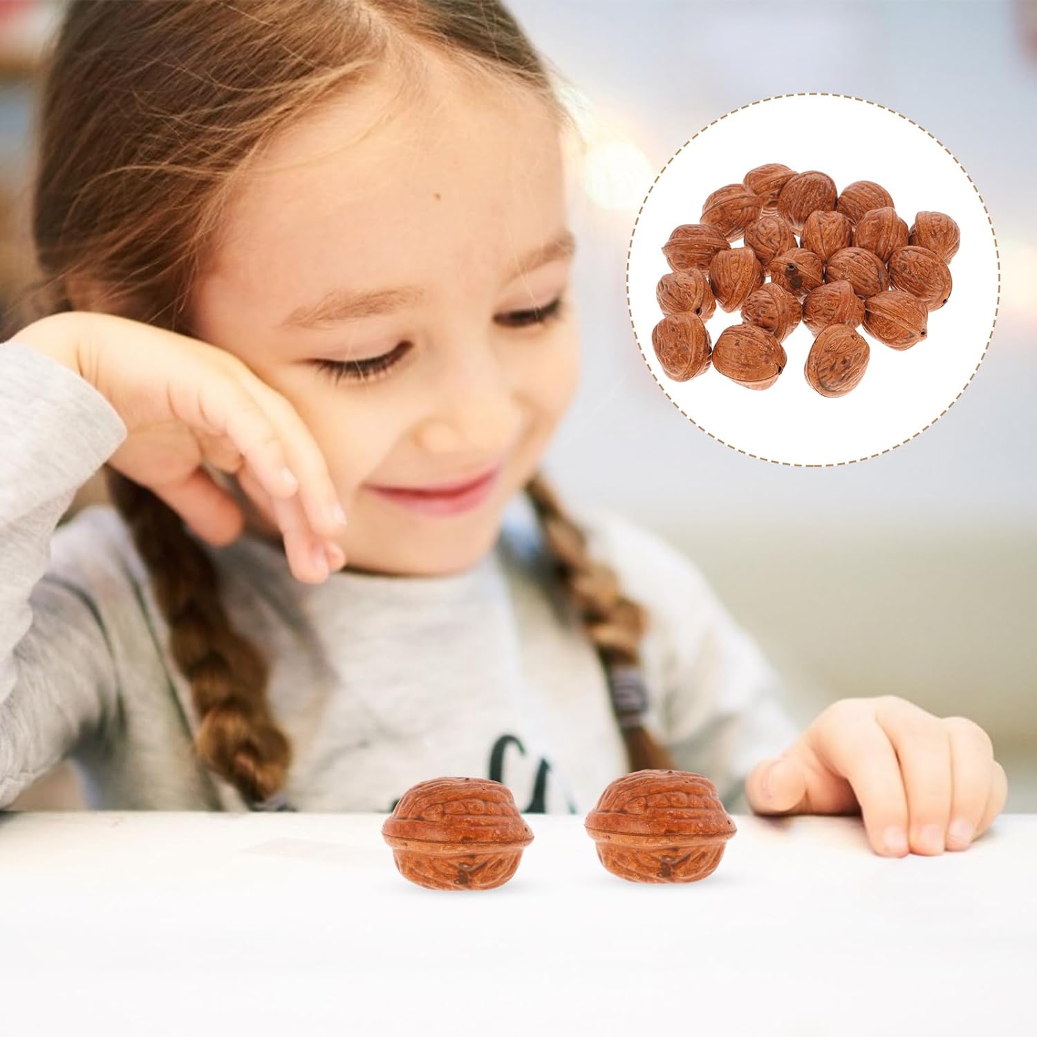 20Pcs Artificial Walnut Decorations for Home Dining Table Display
