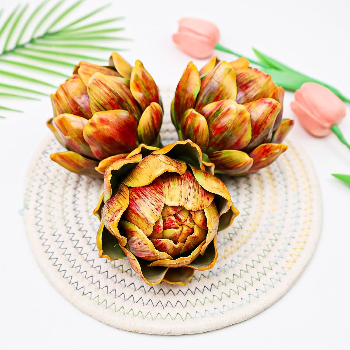 3pcs Realistic Artificial Artichokes Yellow Decor