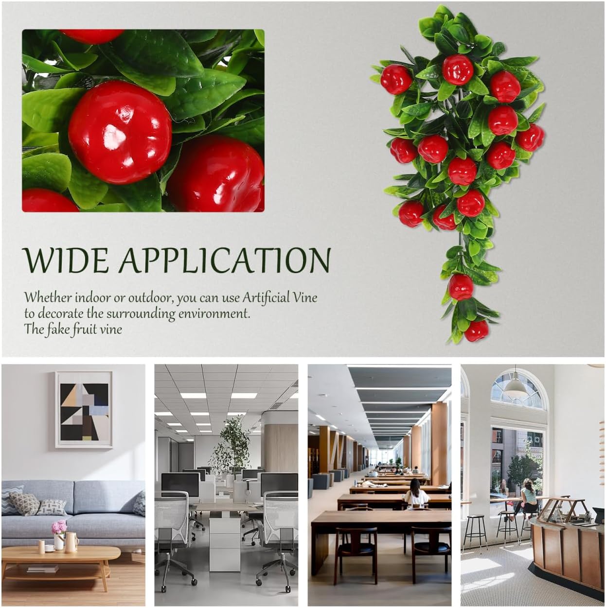 HOMSFOU 2Pcs Artificial Hanging Fruit Vine with Hooks