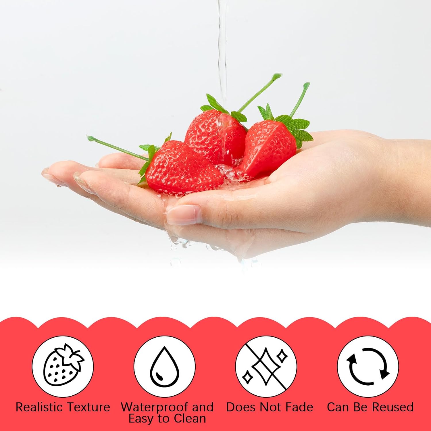 Lyrow Realistic Artificial Strawberries 150 Pcs Decor