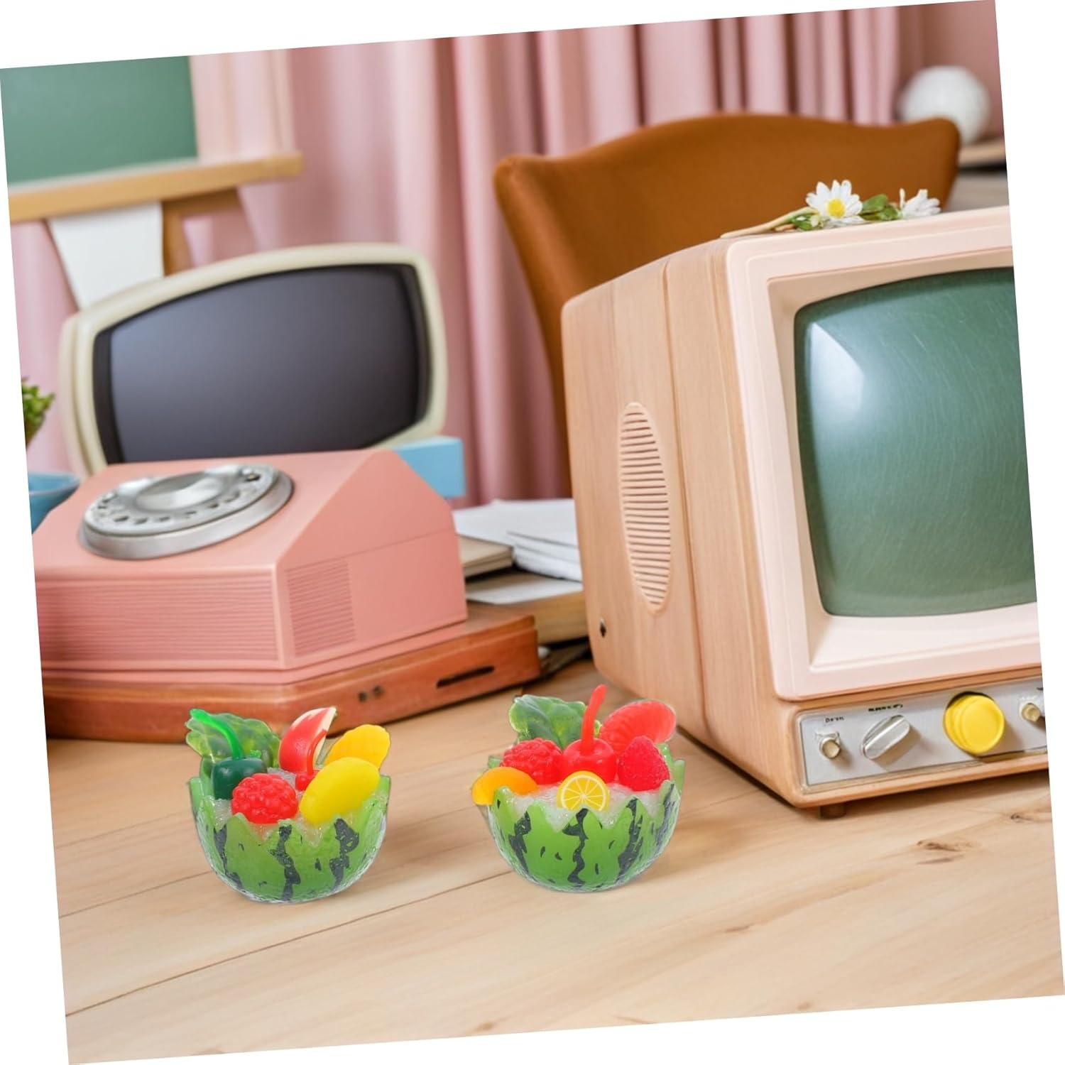 Garneck 5pcs Mini Realistic Watermelon Bowl Artificial Fruit