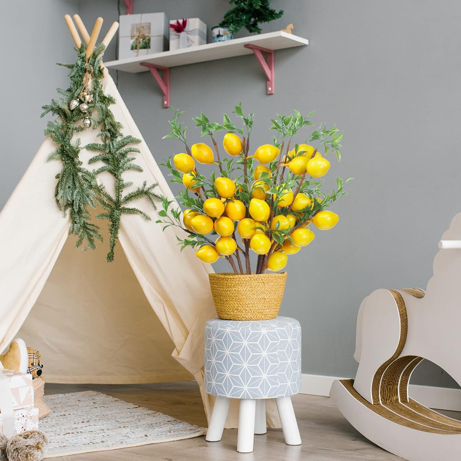 Patelai Artificial Lemon Branches 10 Pack Farmhouse Decor