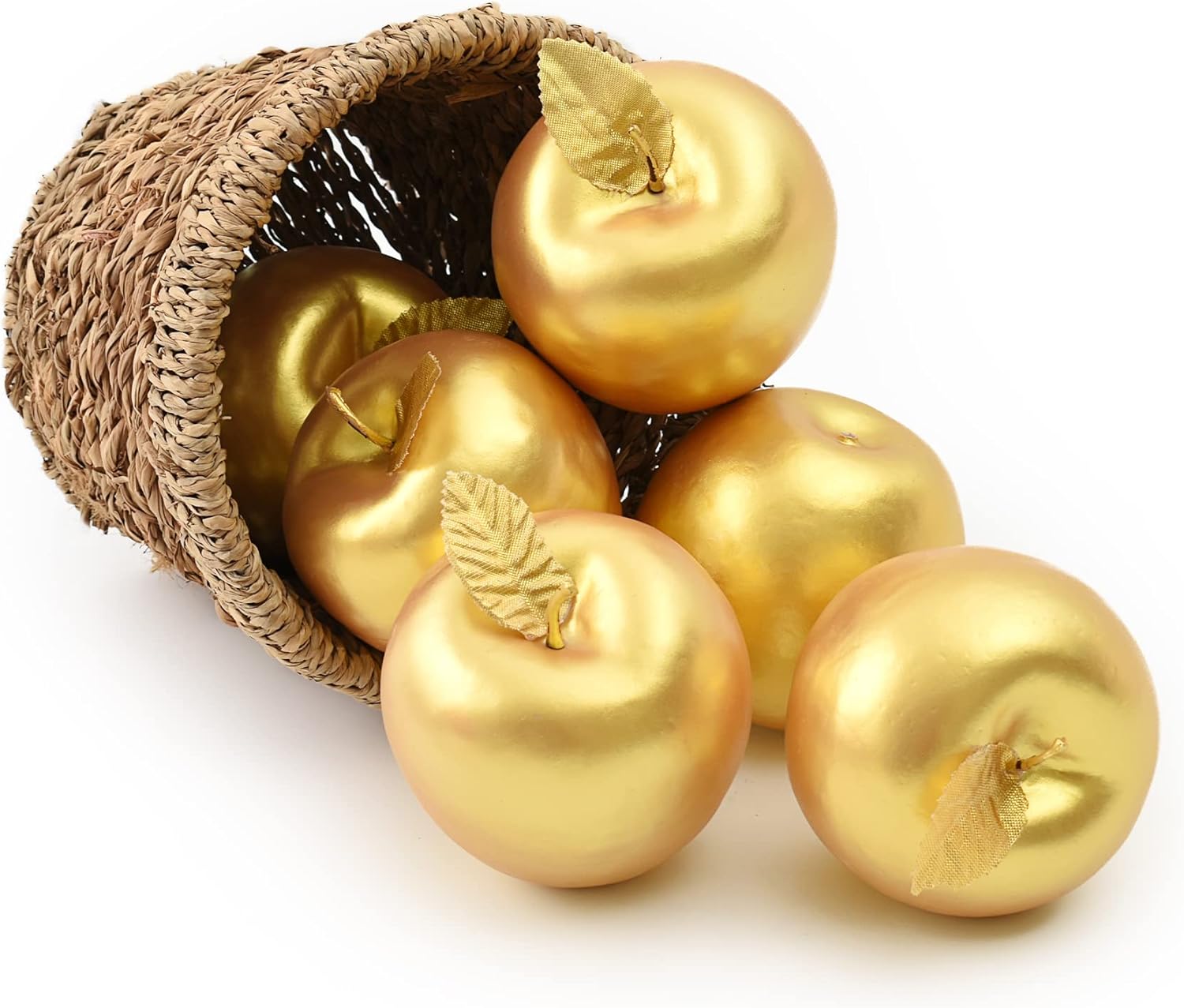 Lifelike Gold Artificial Apples for Home Decor 6PCS