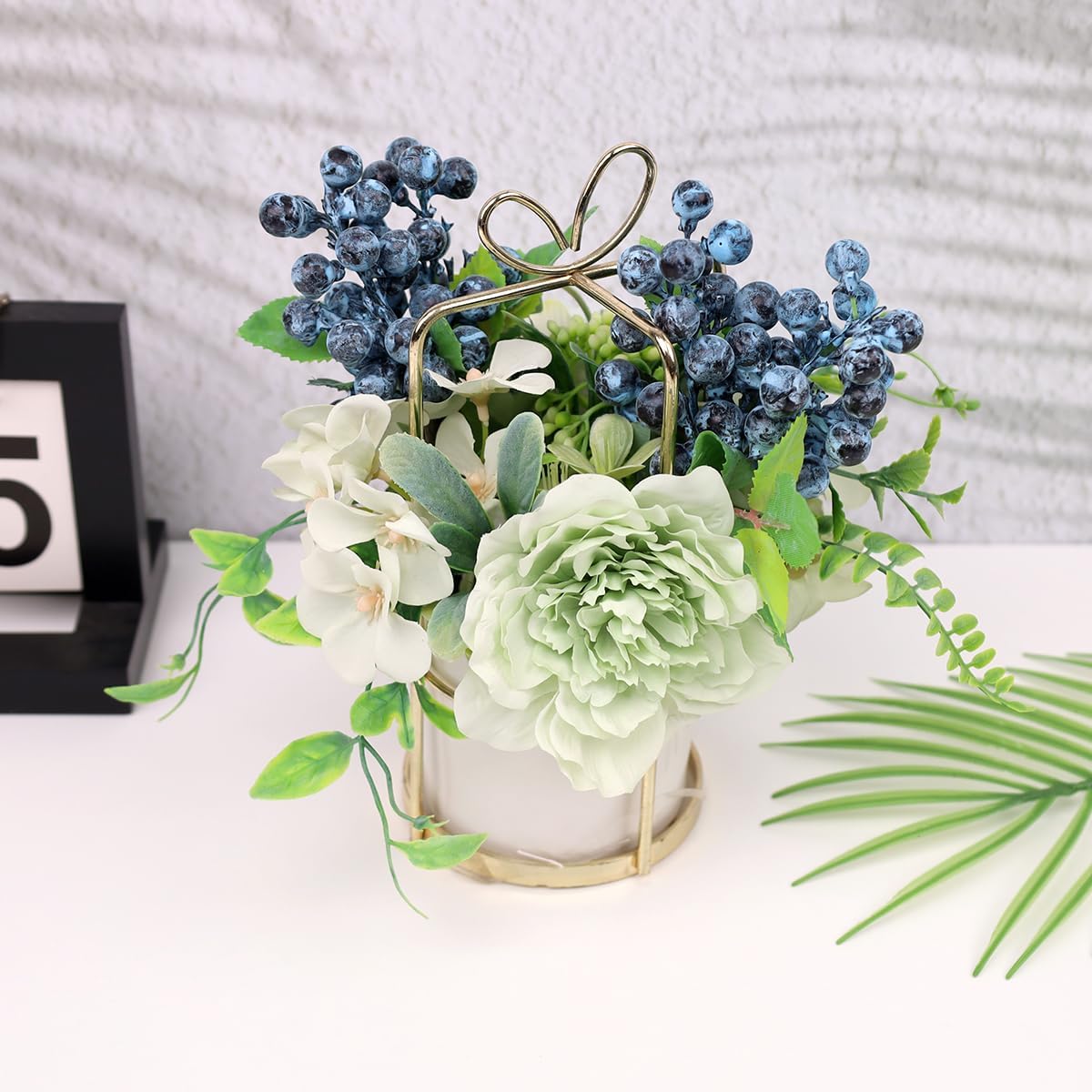 Artificial Blueberry Stems - 3 Pack for Centerpieces and Decor