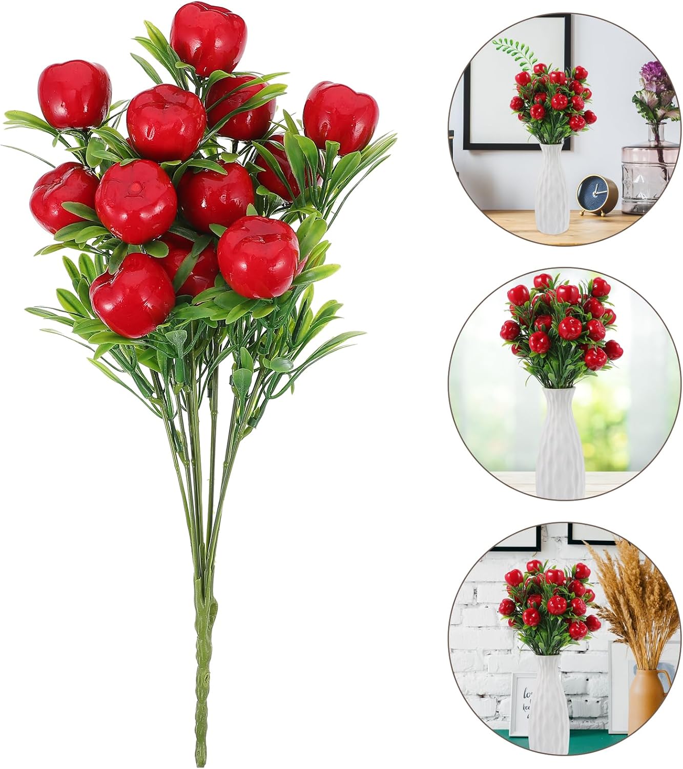 PRETYZOOM Artificial Apple Branches 2pcs Decor Vase