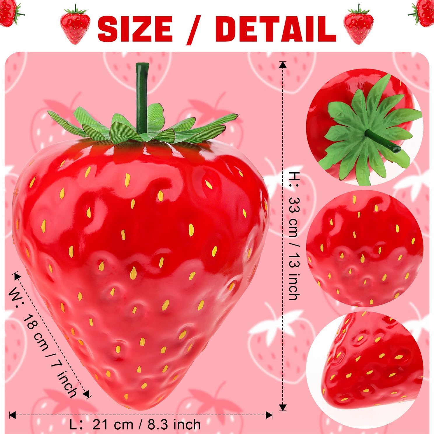 Woration 13 Inch Artificial Red Strawberry Decor