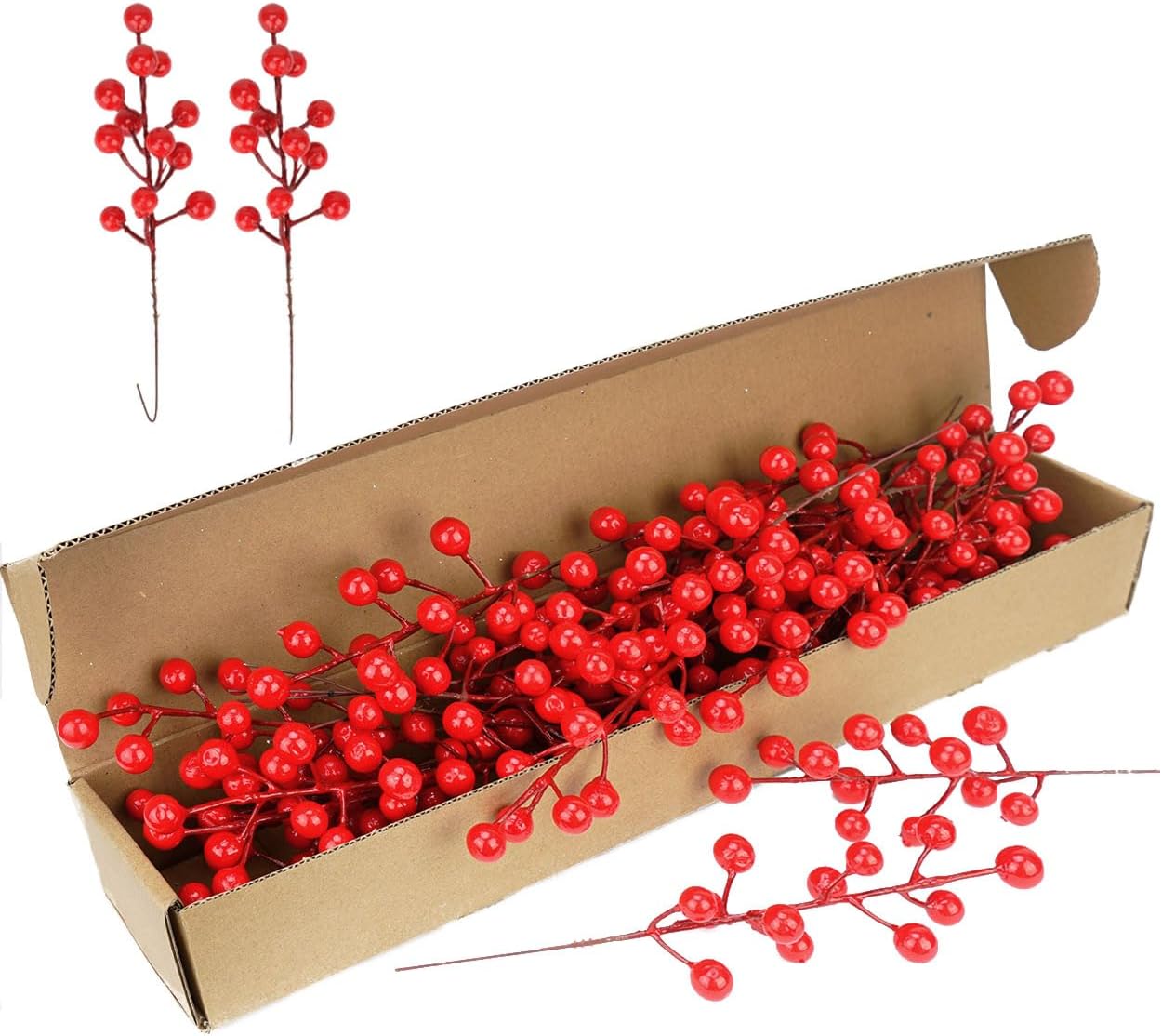 COSOKUU Fake Red Berry Christmas Decor 30 Pcs Artificial Fruit