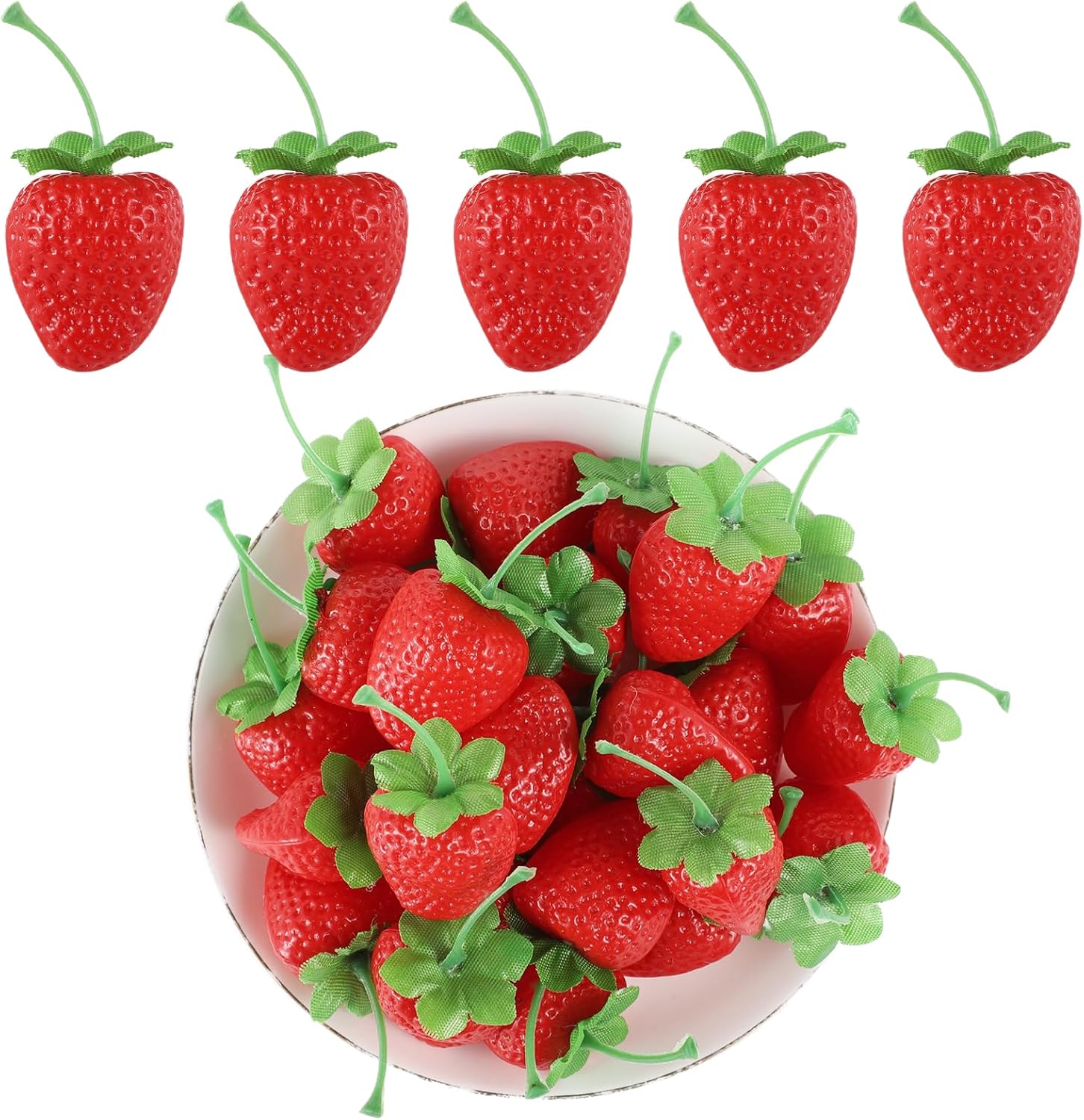 100 Pcs Artificial Red Strawberries Decorations