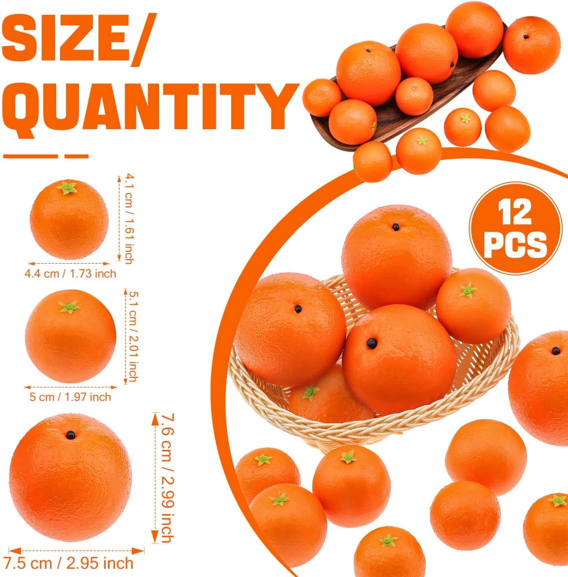 Woration Realistic Artificial Orange Decor Set 12PCS