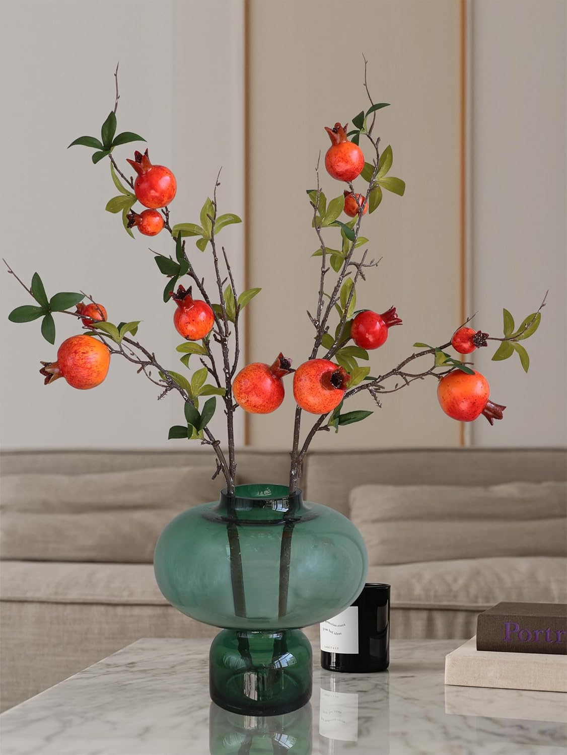 Forlaoers 2pcs Artificial Pomegranate Flowers for Christmas Decorations