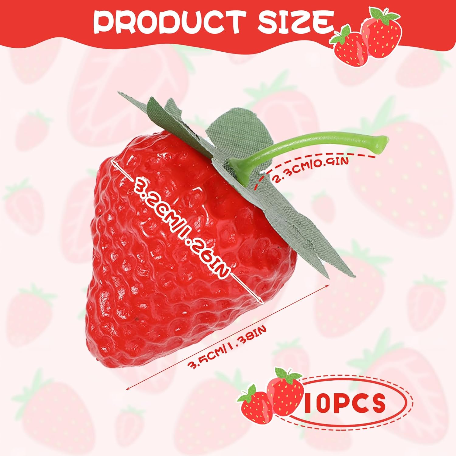 10 PCS Artificial Strawberries Kitchen Decor Lifelike Fruit Photography Props