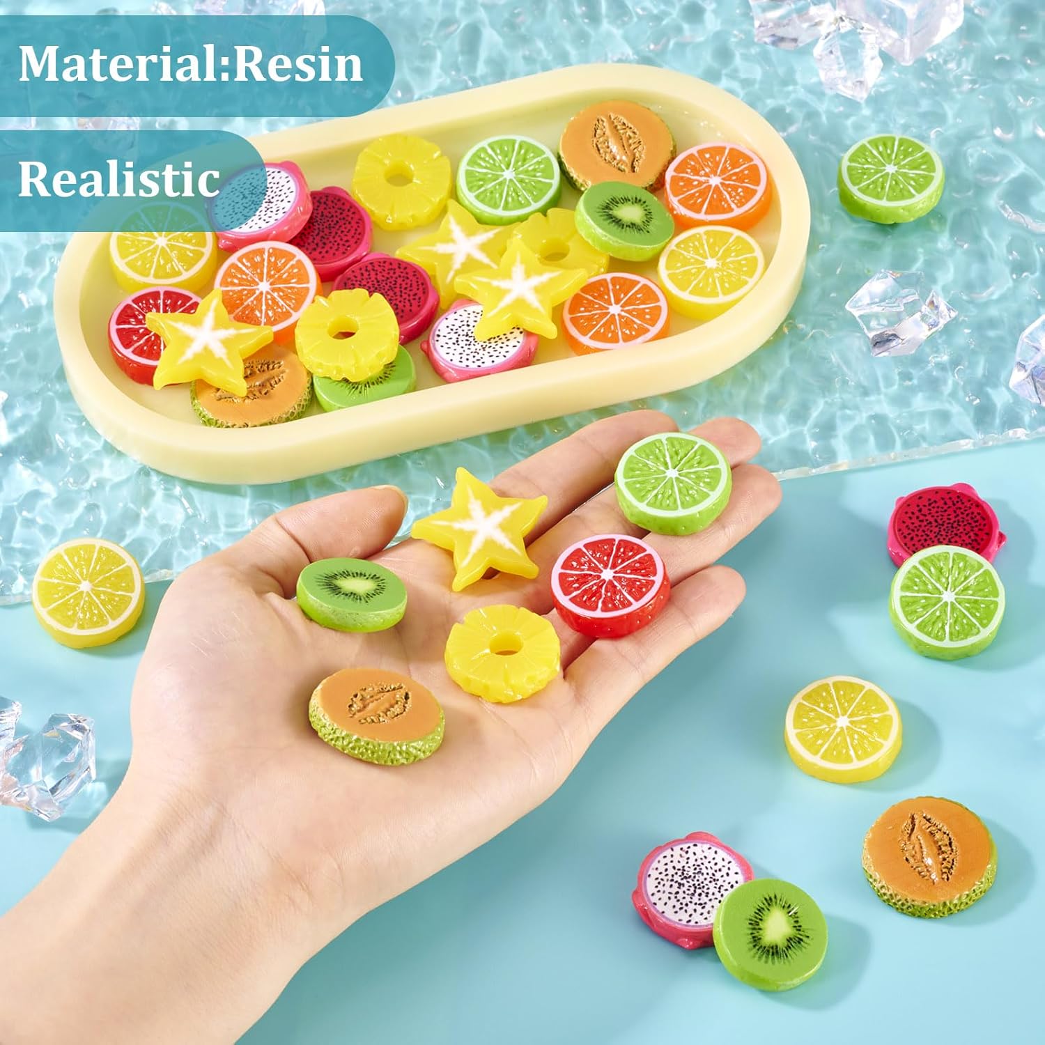 Cheriswelry 40Pcs Artificial Resin Fruit Slices for Home Decor