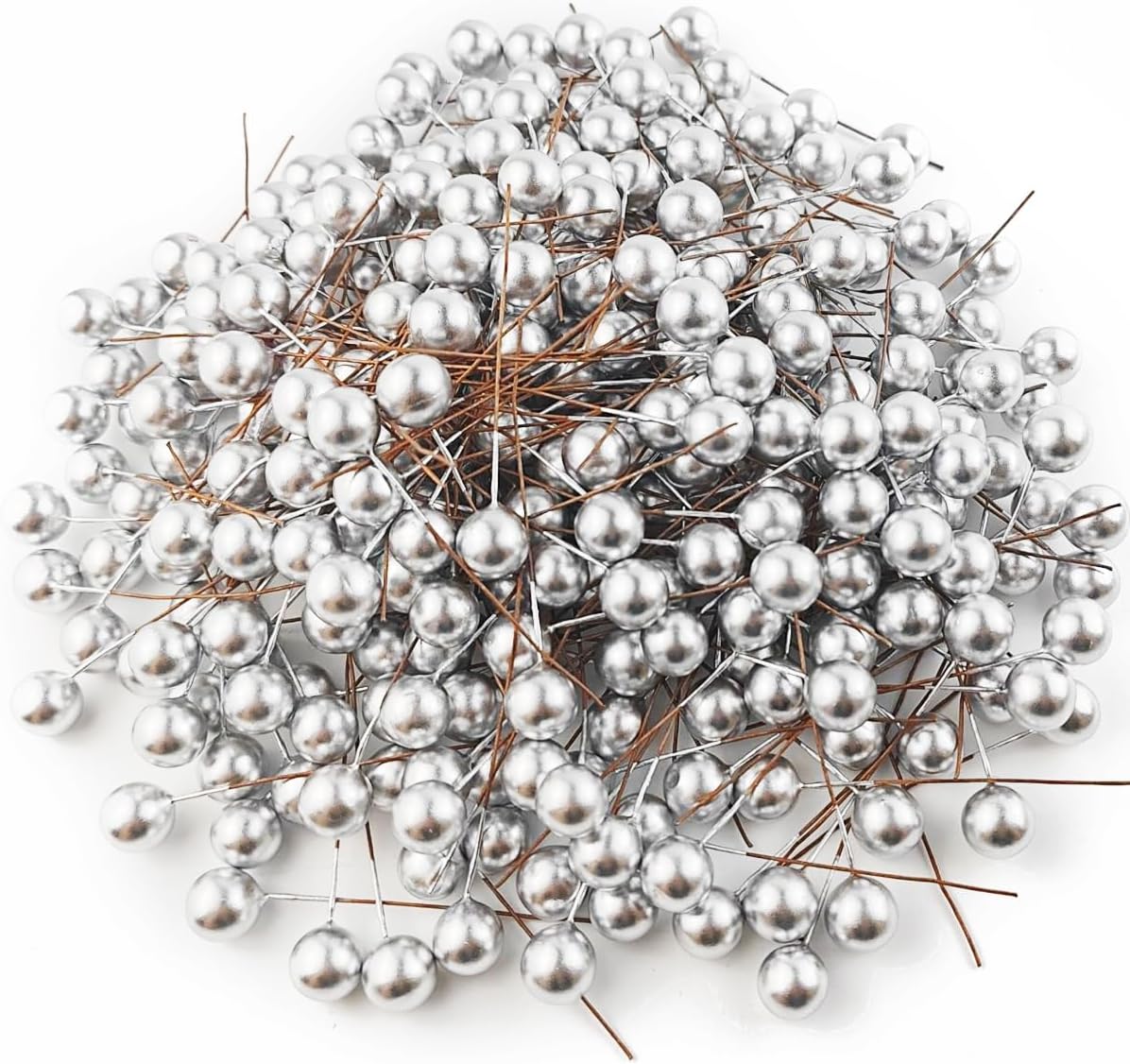 GXXMEI 300PCS Artificial Holly Berries Silver