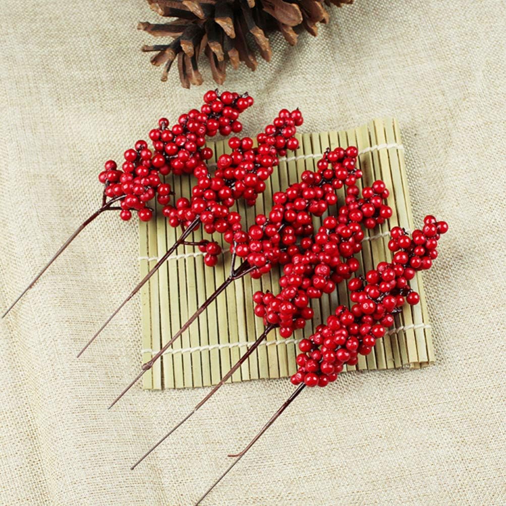 SUPVOX Red Fruit Artificial Berry Branches for Christmas Decorations