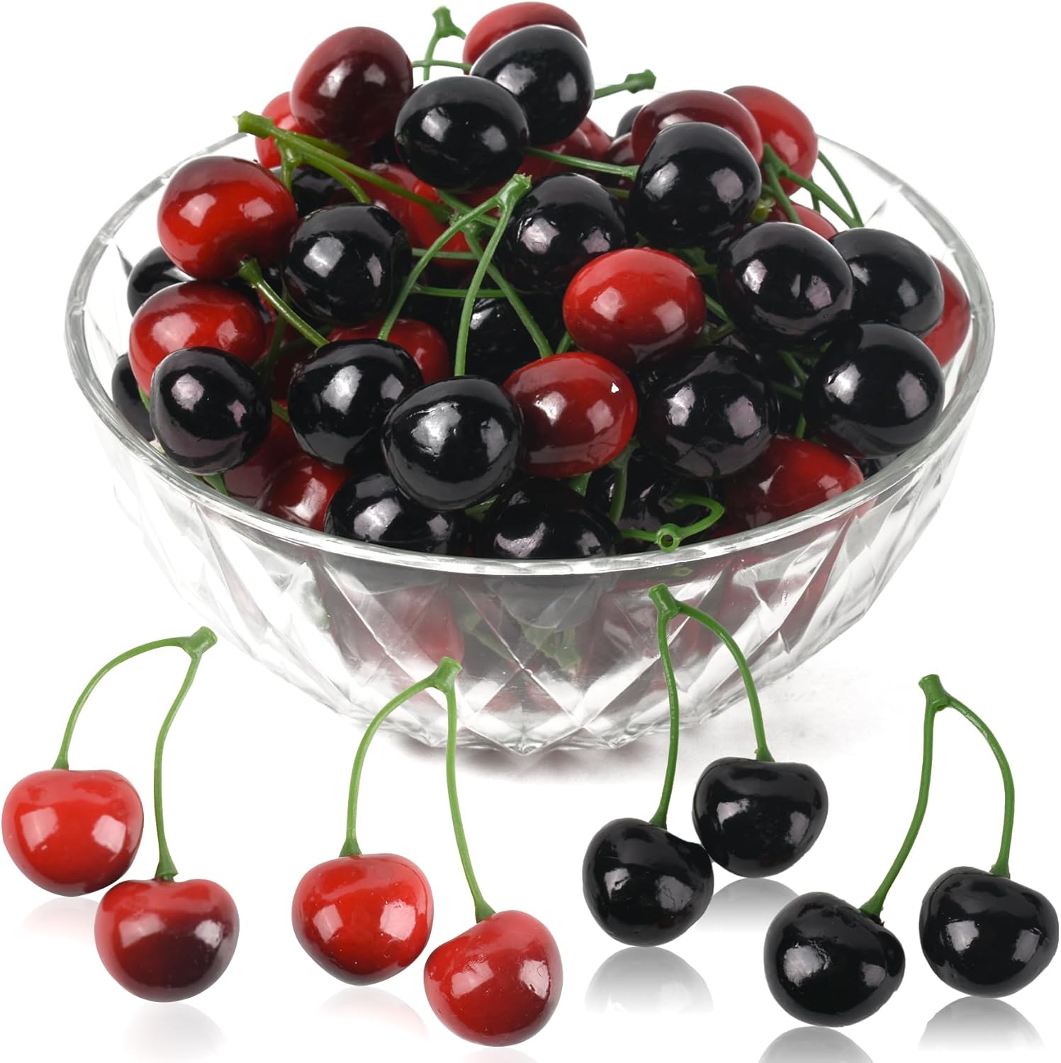 Lueyao Artificial Cherry Fruit Decorations 60 PCS Black Red