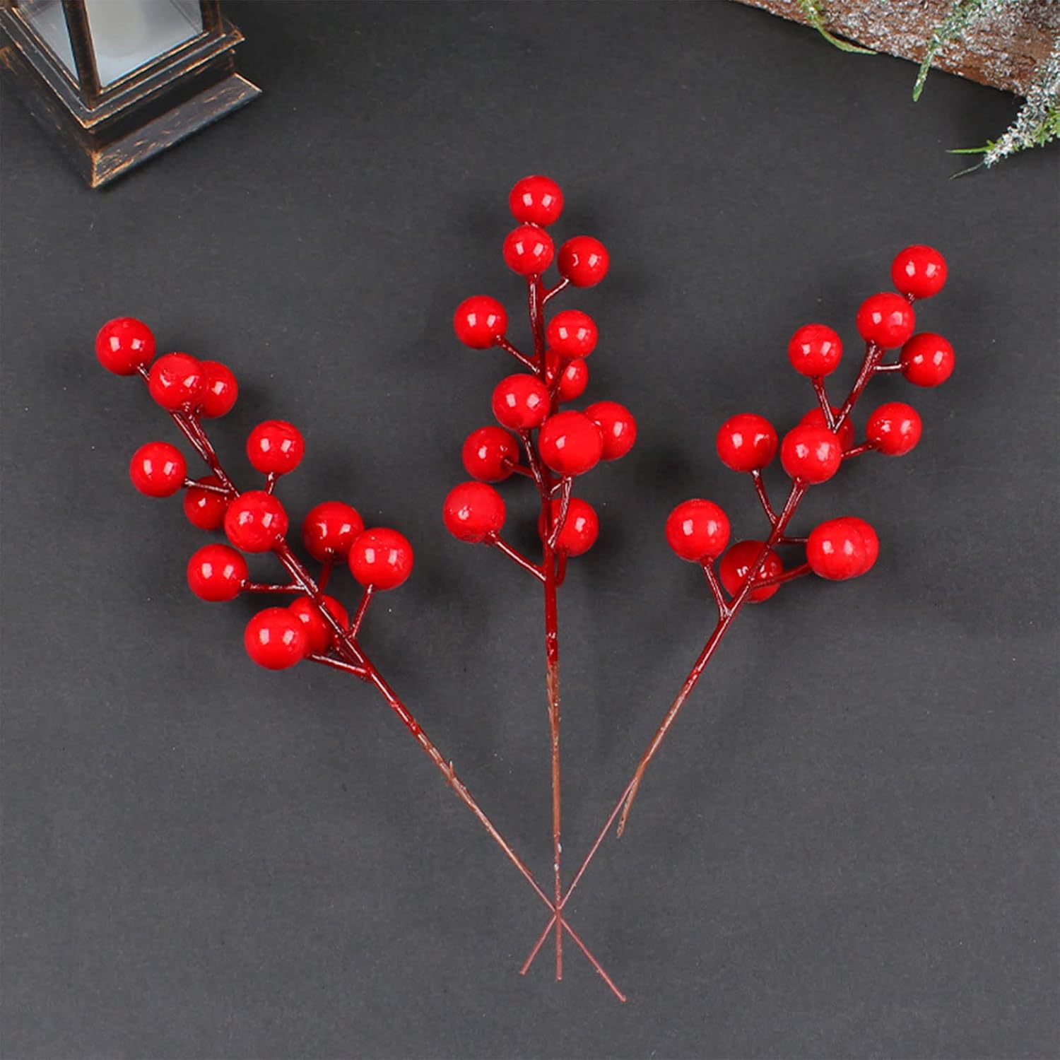 10Pcs Artificial Red Stems with Berries for Christmas Decor