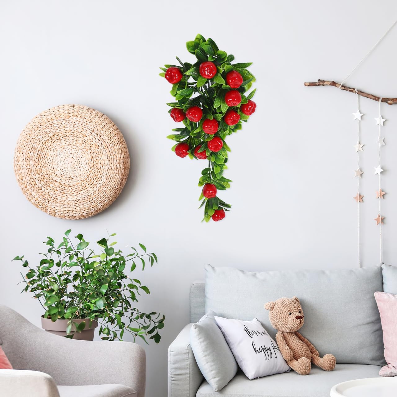 HOMSFOU 2Pcs Artificial Hanging Fruit Vine with Hooks