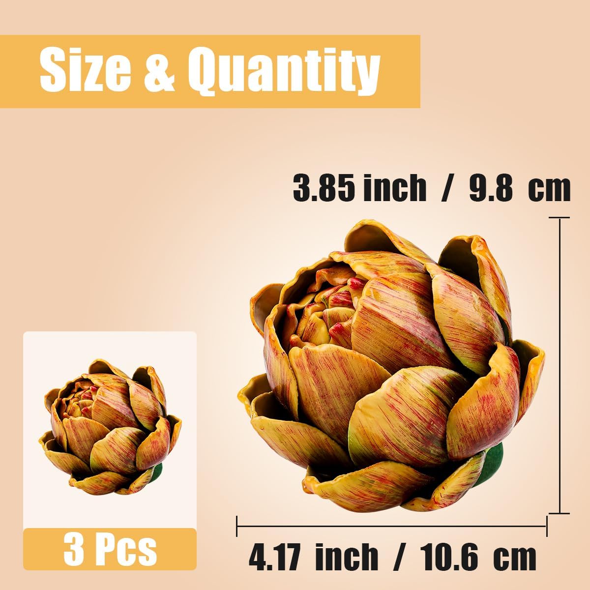 3pcs Realistic Artificial Artichokes Yellow Decor