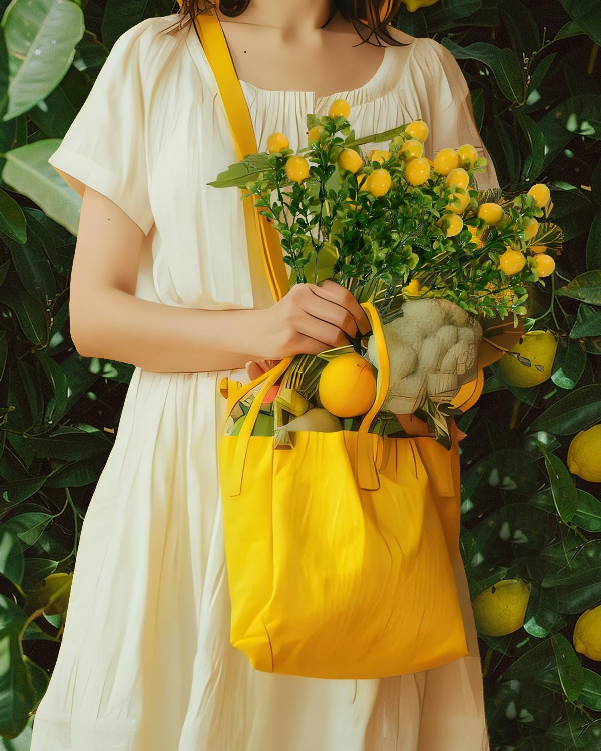 2 Pieces Artificial Lemon Branches for Vase Decor