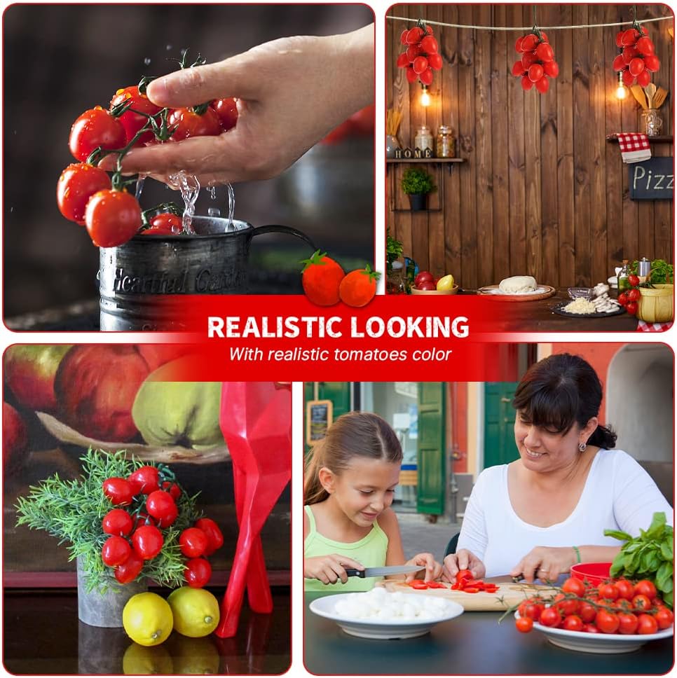 Fake Cherry Tomatoes Artificial Fruit Plastic Lifelike Kitchen Decoration
