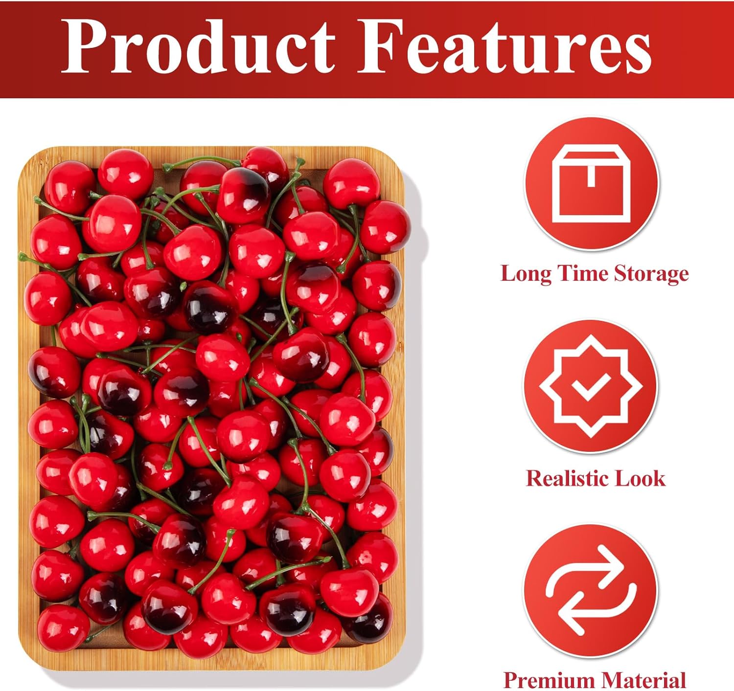 180Pcs Artificial Red and Black Cherries Decor