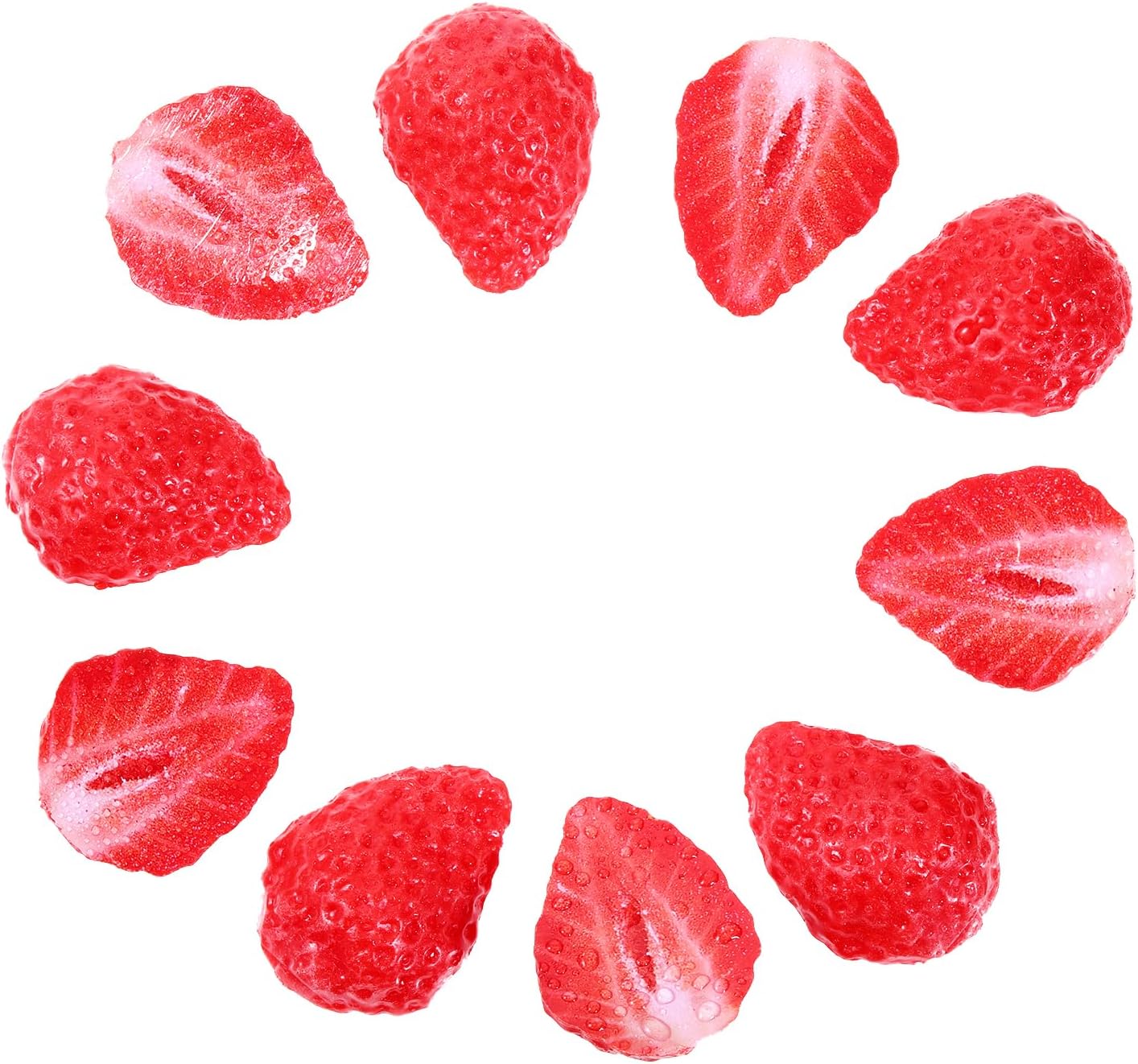 10 Pcs Artificial Half Strawberry Blocks for Decor