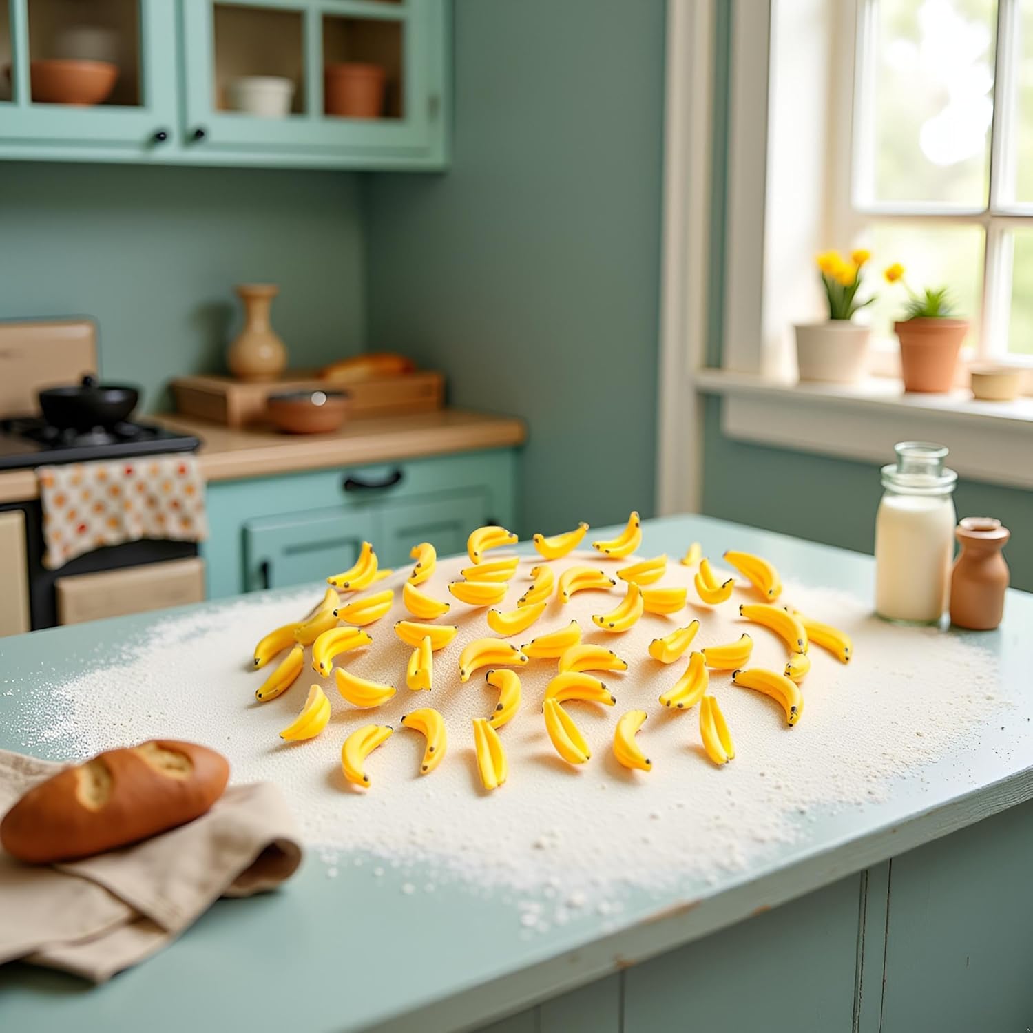 35Pcs Yellow Mini Plastic Artificial Bananas for Decor