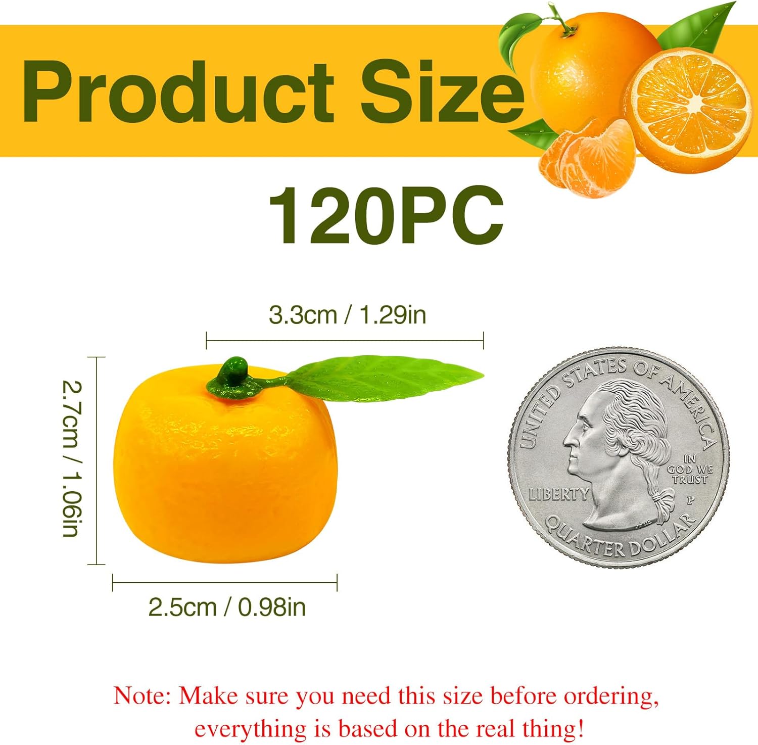 120PCS Mini Artificial Orange Decorations