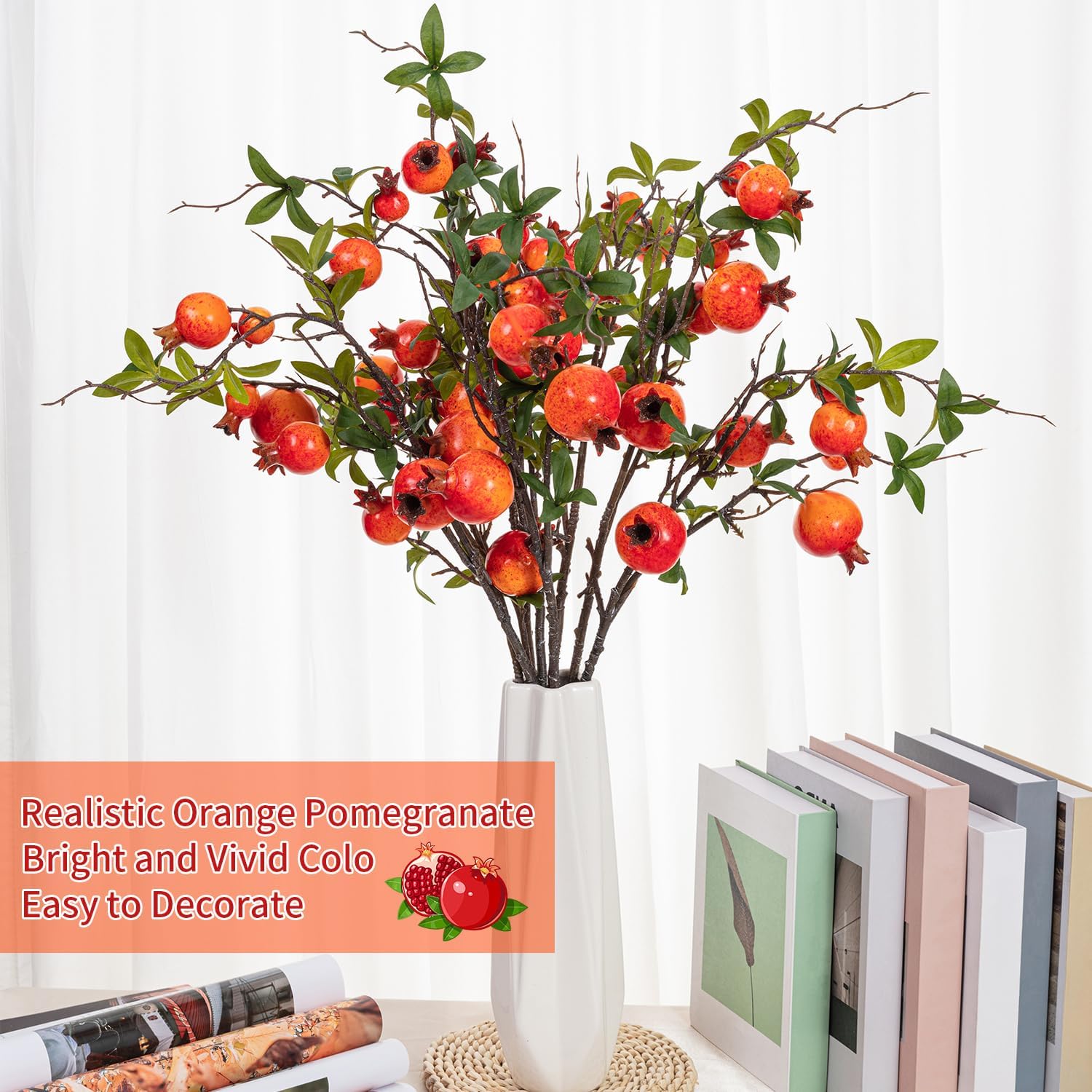4Pcs 315 Inch Artificial Pomegranate Branches