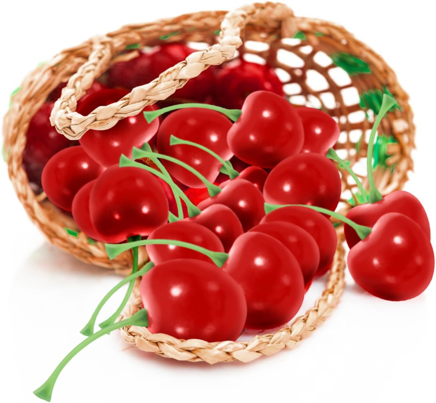 Realistic Fake Cherries 26Pcs Artificial Fruit Decor