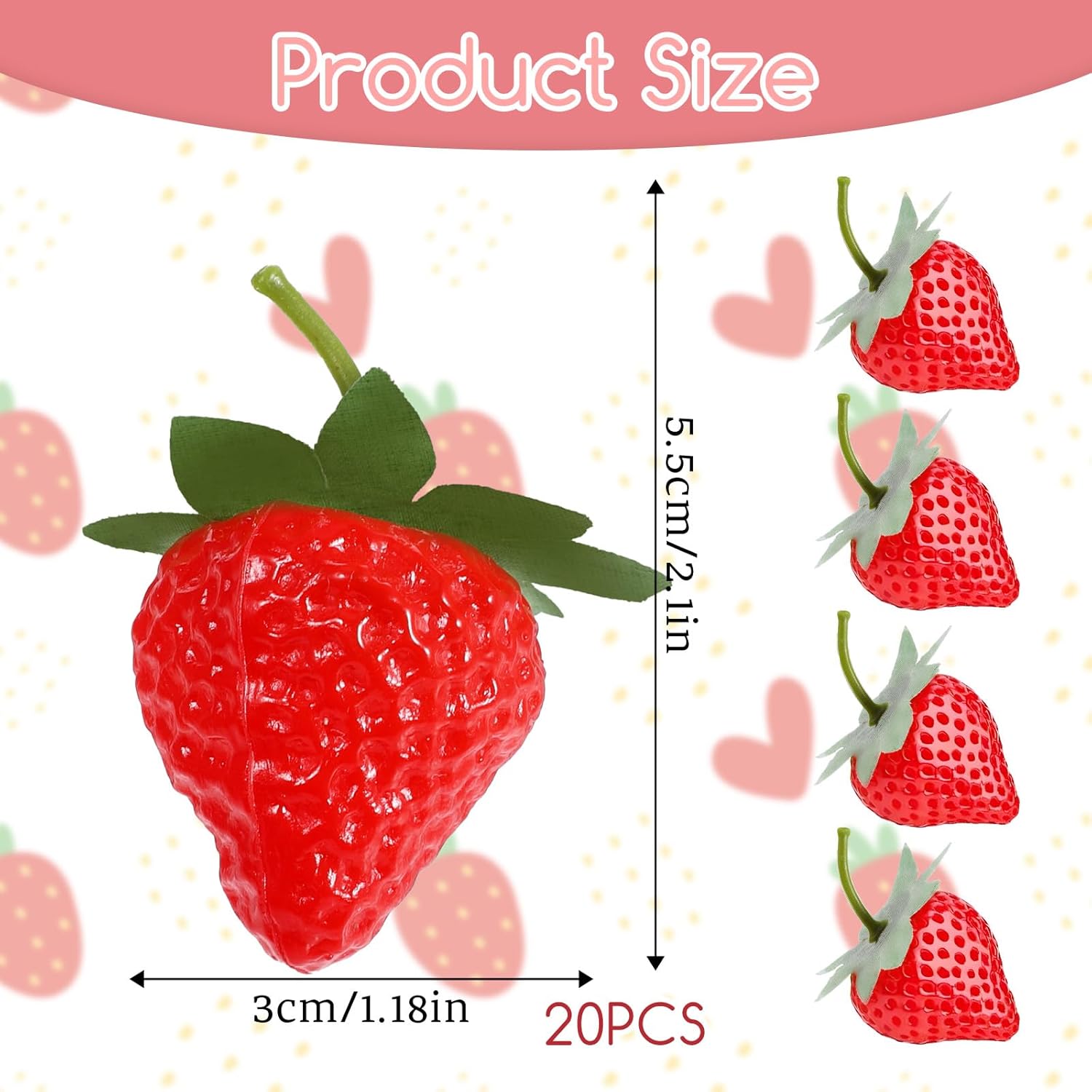 20 Piece Fake Red Strawberries for Decor and Display