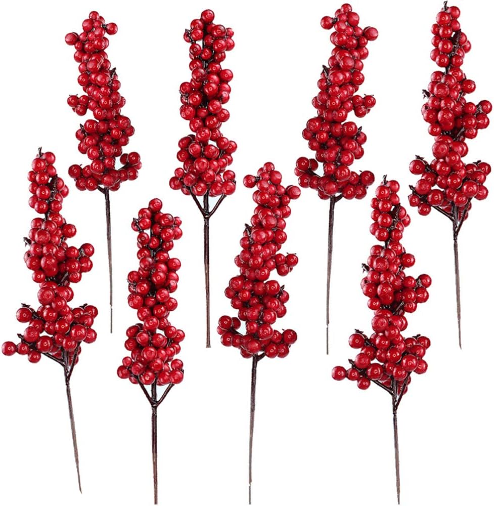 SUPVOX Red Fruit Artificial Berry Branches for Christmas Decorations